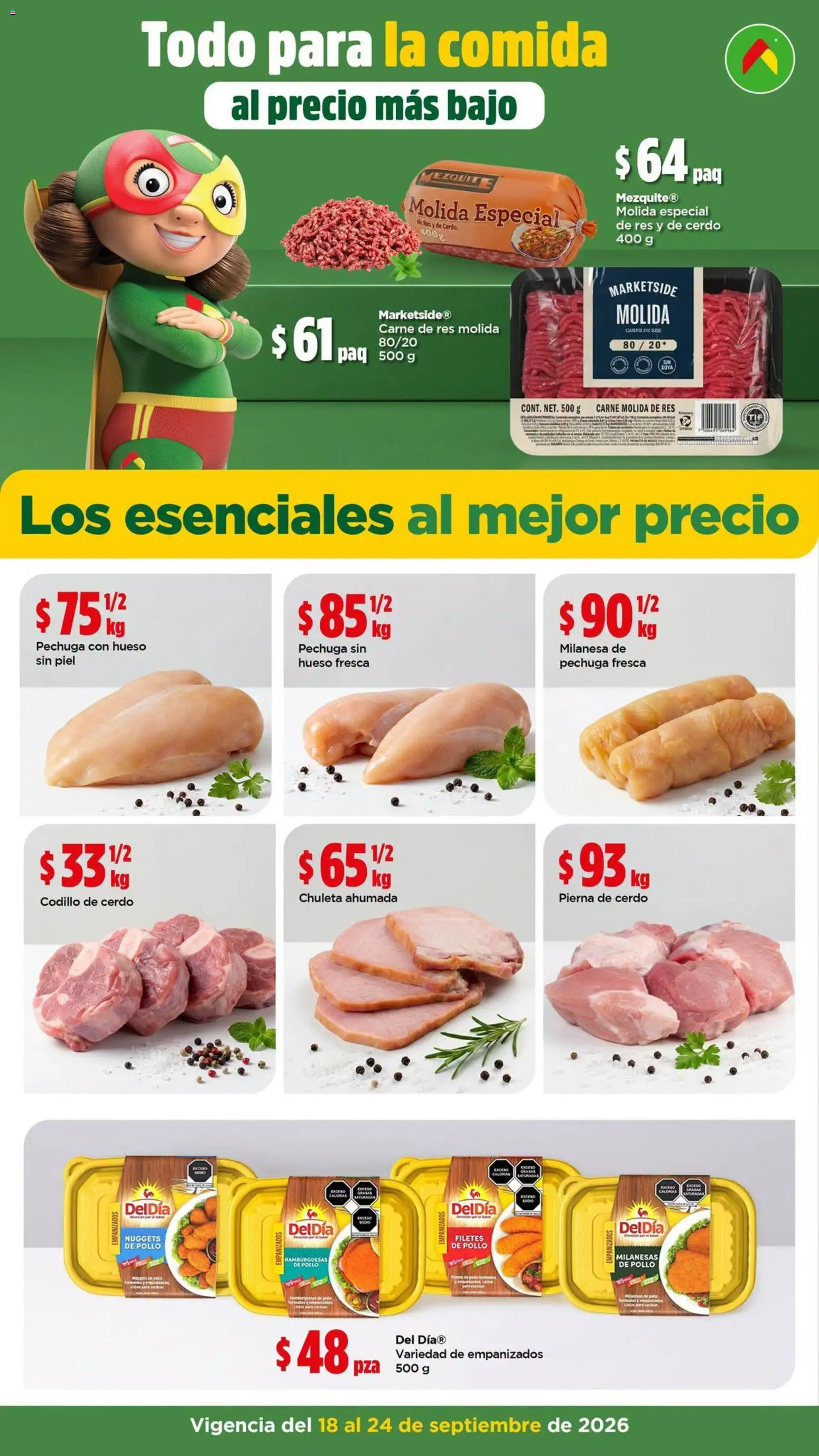 Nuevas ofertas de Bodega Aurrerá válidas en toda la República Mexicana desde el 18/09/2026. ¡Encuentra las mejores ofertas en Bodega Aurrerá folleto Precio más bajo siempre! | Página: 2 | Productos: Pollo, Milanesas, Chuleta, Carne molida de res
