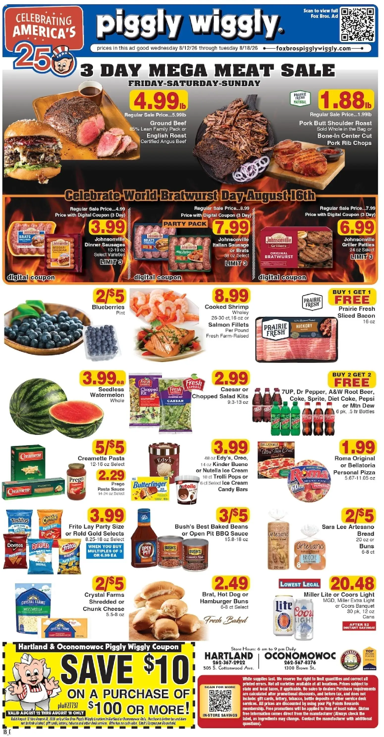 Piggly Wiggly Weekly Ad - valid from 08/12/2026 | Page: 1 | Products: Candy, Brioche, Ground beef, Watermelon