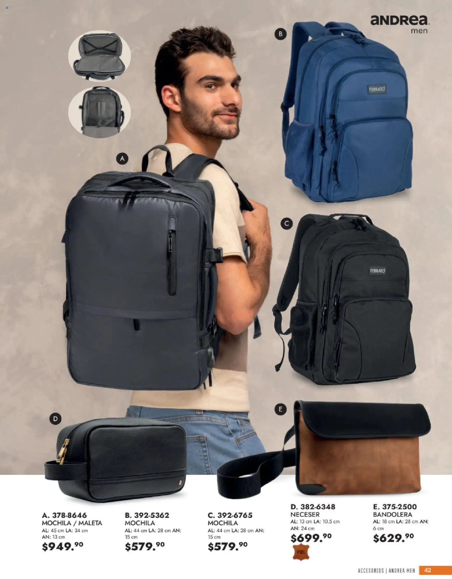 Nuevas ofertas de Andrea válidas en toda la República Mexicana desde el 24/05/2026. ¡Encuentra las mejores ofertas en Andrea catálogo Accesorios para todos! | Página: 42 | Productos: Mochila, Maleta, Neceser