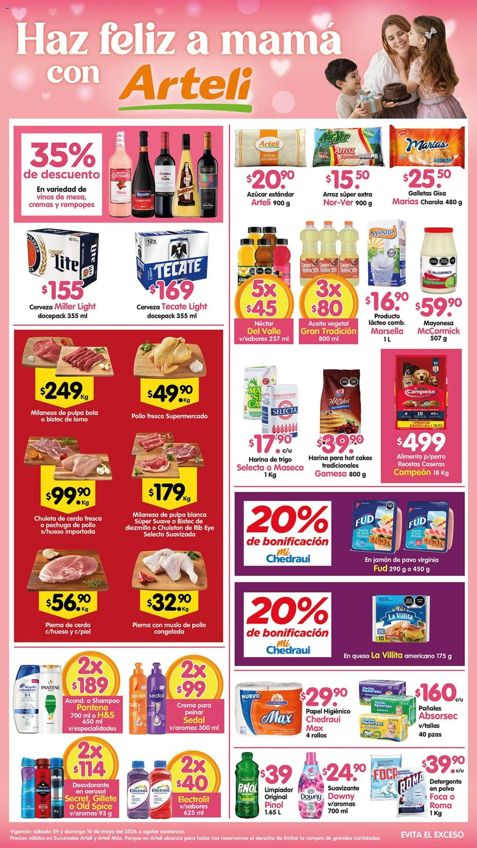 Nuevas ofertas de Arteli válidas en toda la República Mexicana desde el 09.05.2026. ¡Encuentra las mejores ofertas en Arteli folleto! | Página: 1 | Productos: Desodorante, Pollo, Arroz, Pañales