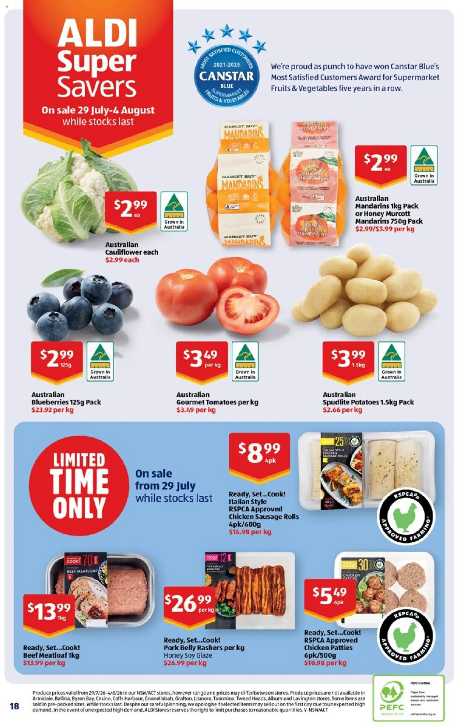 Aldi catalogue - valid from 28/07/2026 | Page: 18 | Products: Honey, Pork, Fruits, Cauliflower