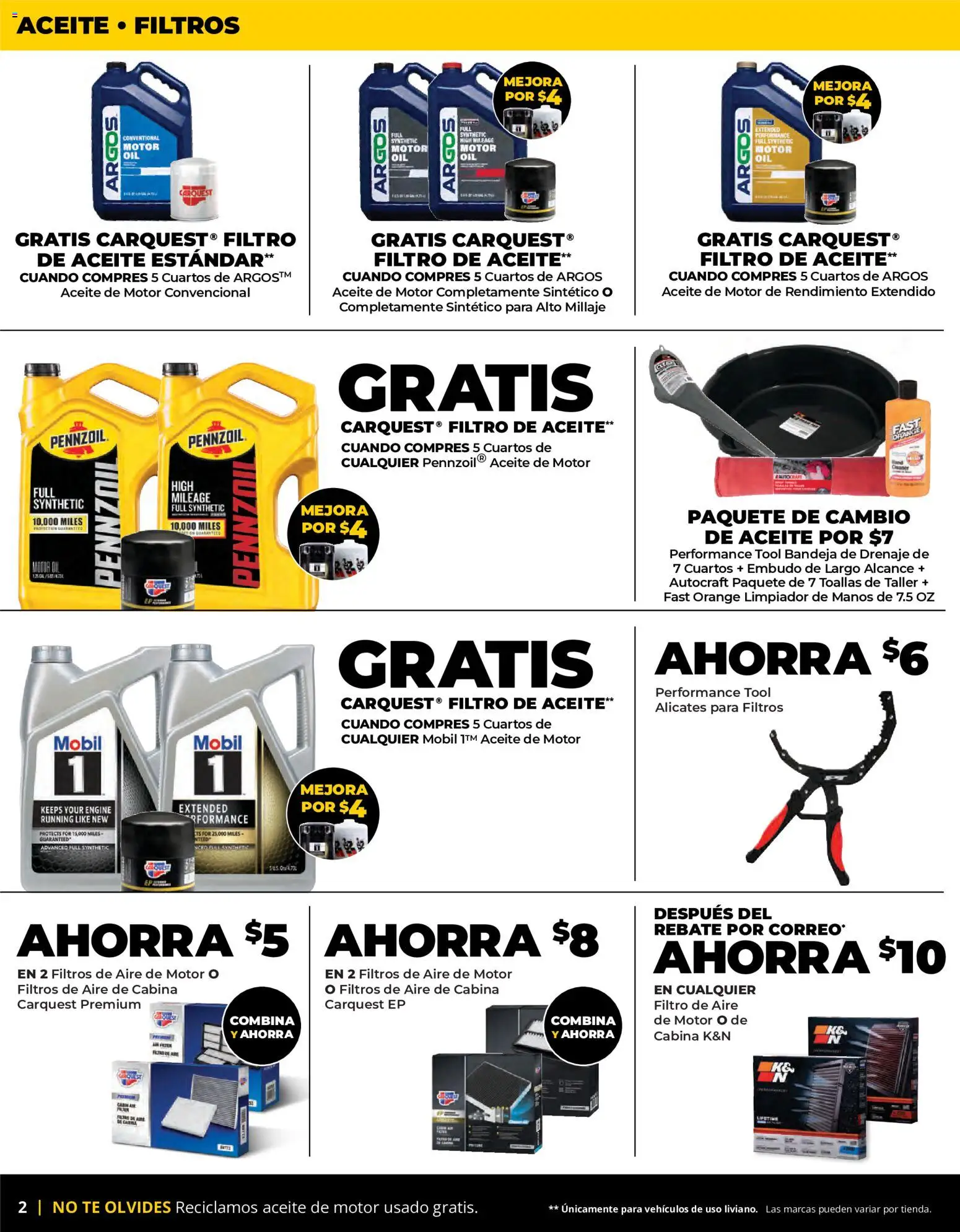 Advance Auto Parts Sales Ad - Spanish - valid from 09/13/2026 | Page: 2 | Products: Oil, Motor Oil