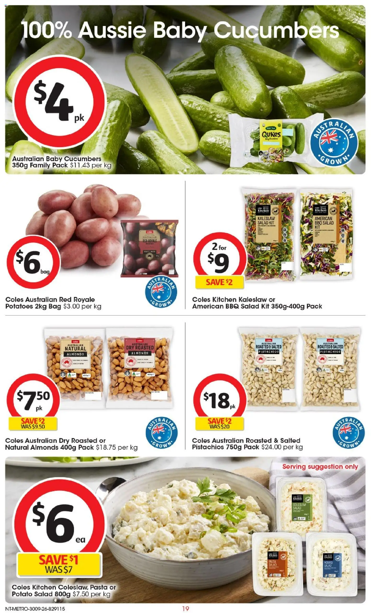 Coles catalogue - valid from 30/09/2026 | Page: 19 | Products: Potato salad, Almonds, Pasta, Bag