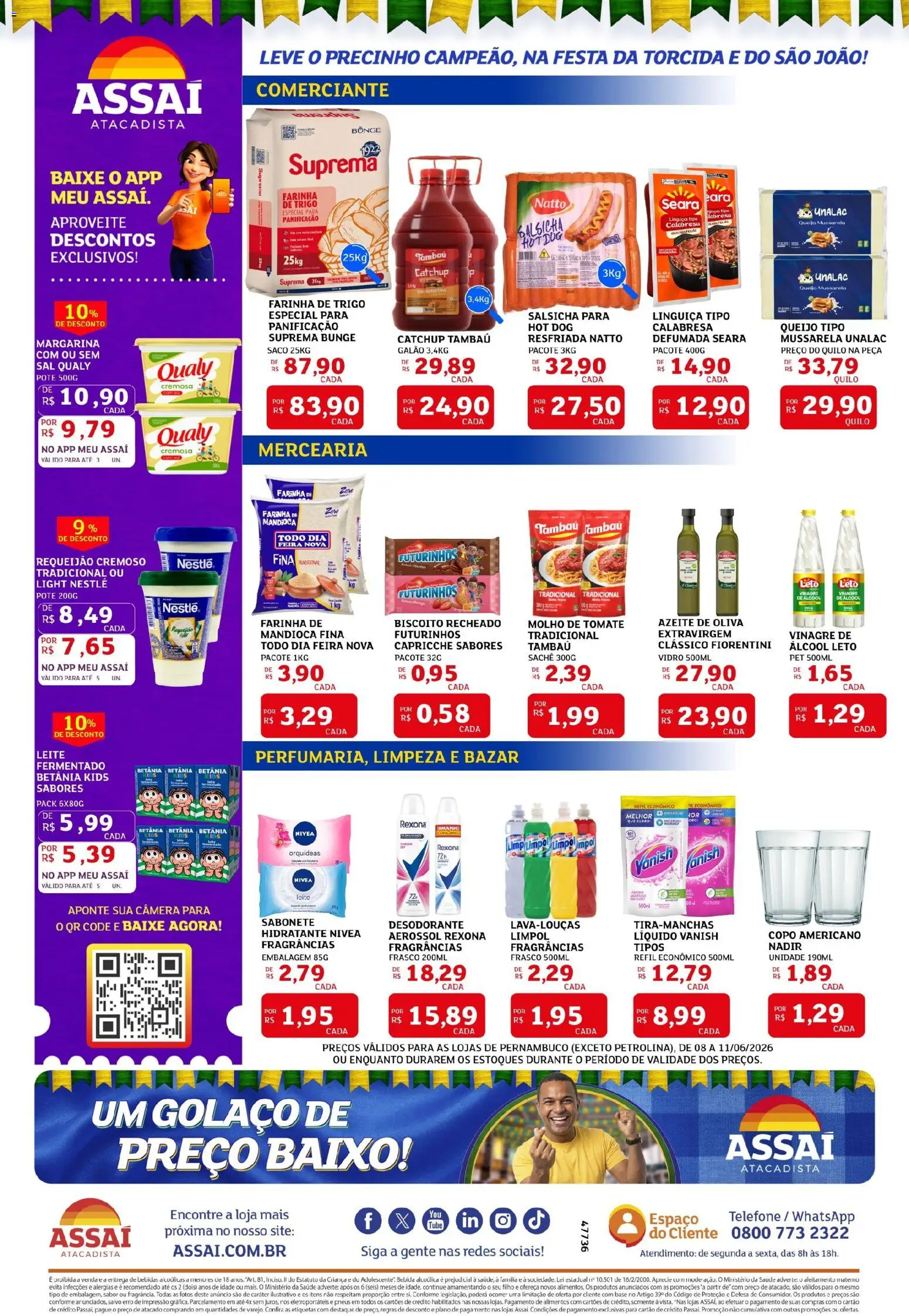 Assaí Atacadista Folheto - válido de 08.06.2026 | Página: 2 | Produtos: Biscoito, Cloro, Molho de tomate, Linguiça