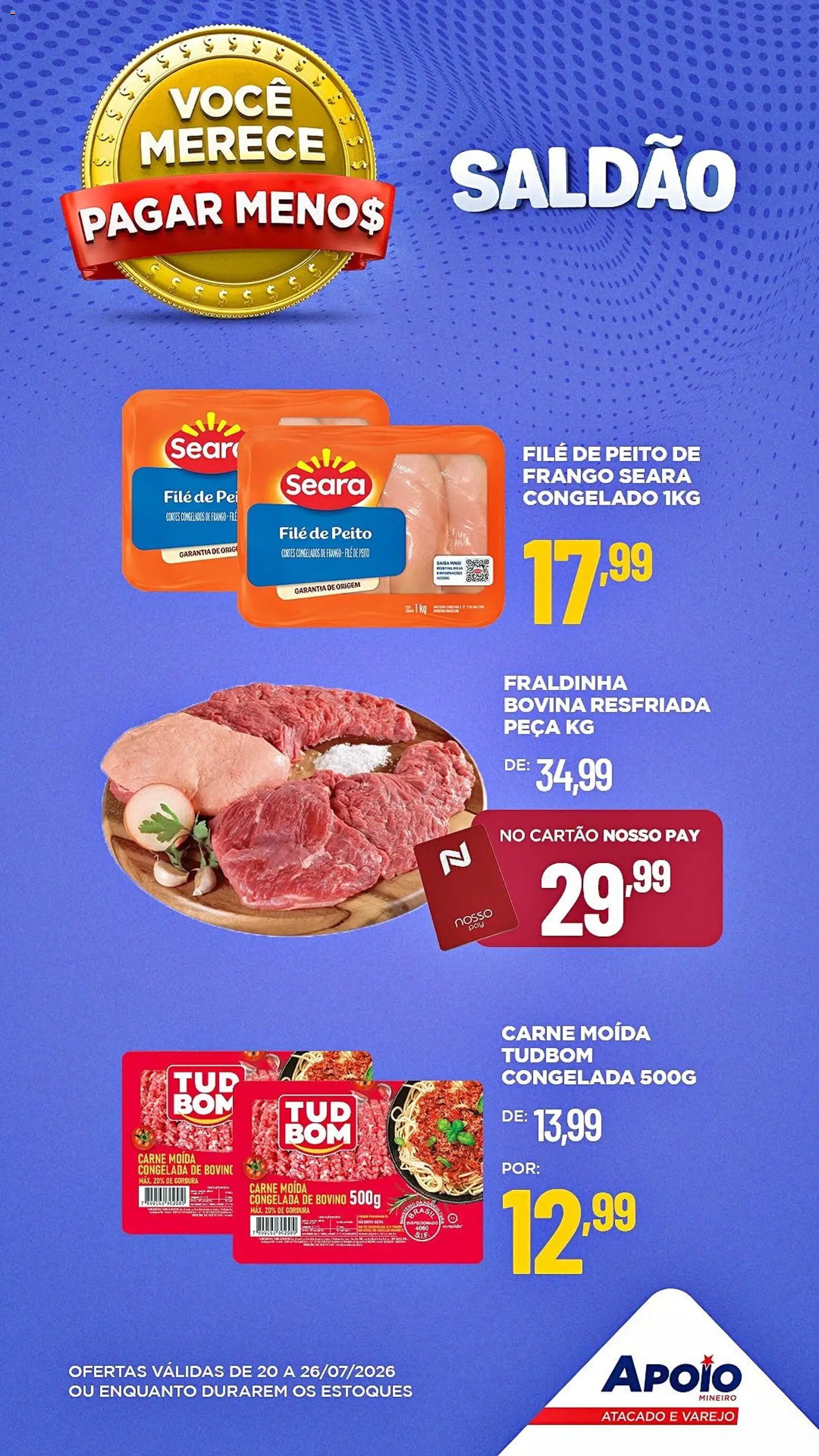Apoio Mineiro Folheto - válido de 20/07/2026 | Página: 2 | Produtos: Fraldinha, Carne, Frango, Carne moída