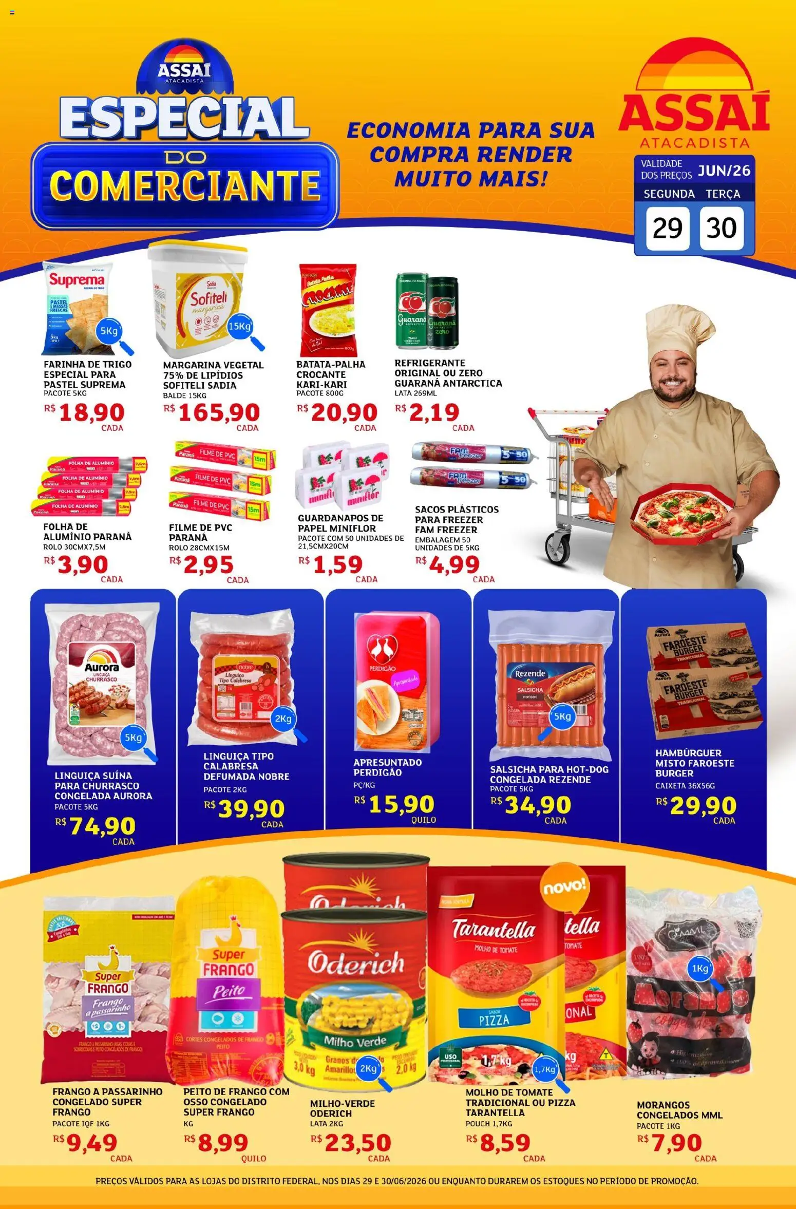 Assaí Atacadista Folheto - válido de 29/06/2026 | Página: 1 | Produtos: Guaraná, Rolo, Hambúrguer, Balde