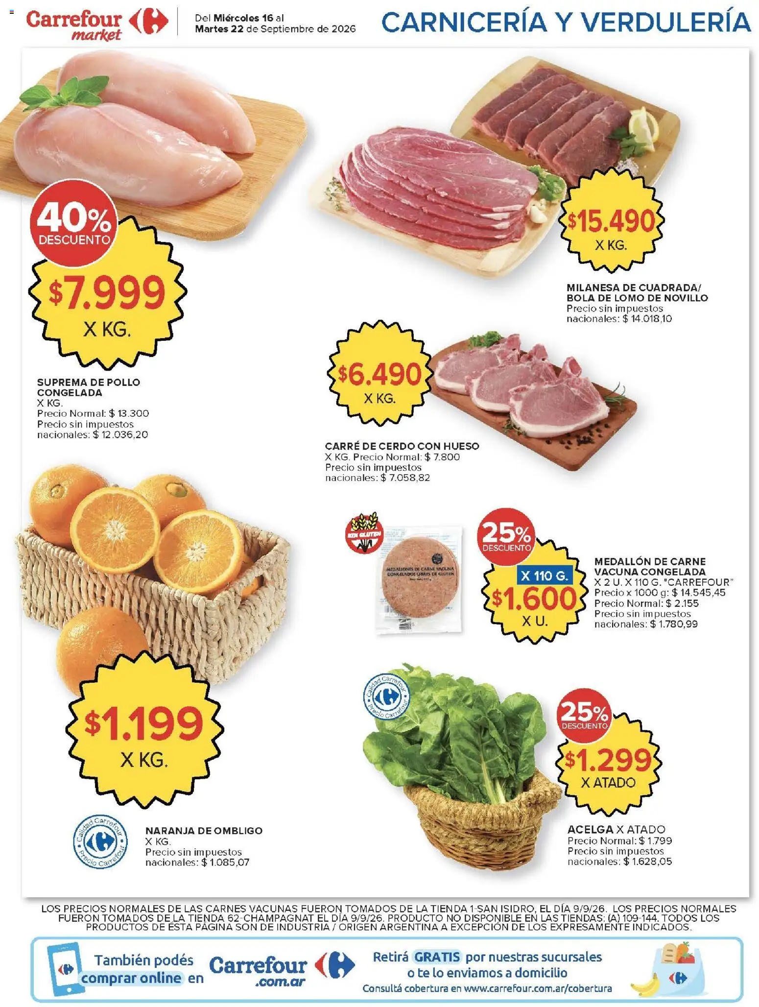 Carrefour Market catálogo │ válido desde el 16/09/2026 | Página: 3 | Productos: Lomo, Acelga, Milanesa, Té