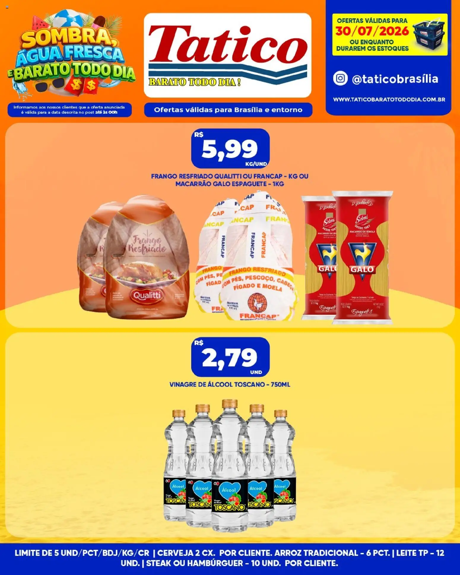 Tatico Folheto - válido de 30/07/2026 | Página: 3 | Produtos: Moela, Cerveja, Macarrão, Hambúrguer