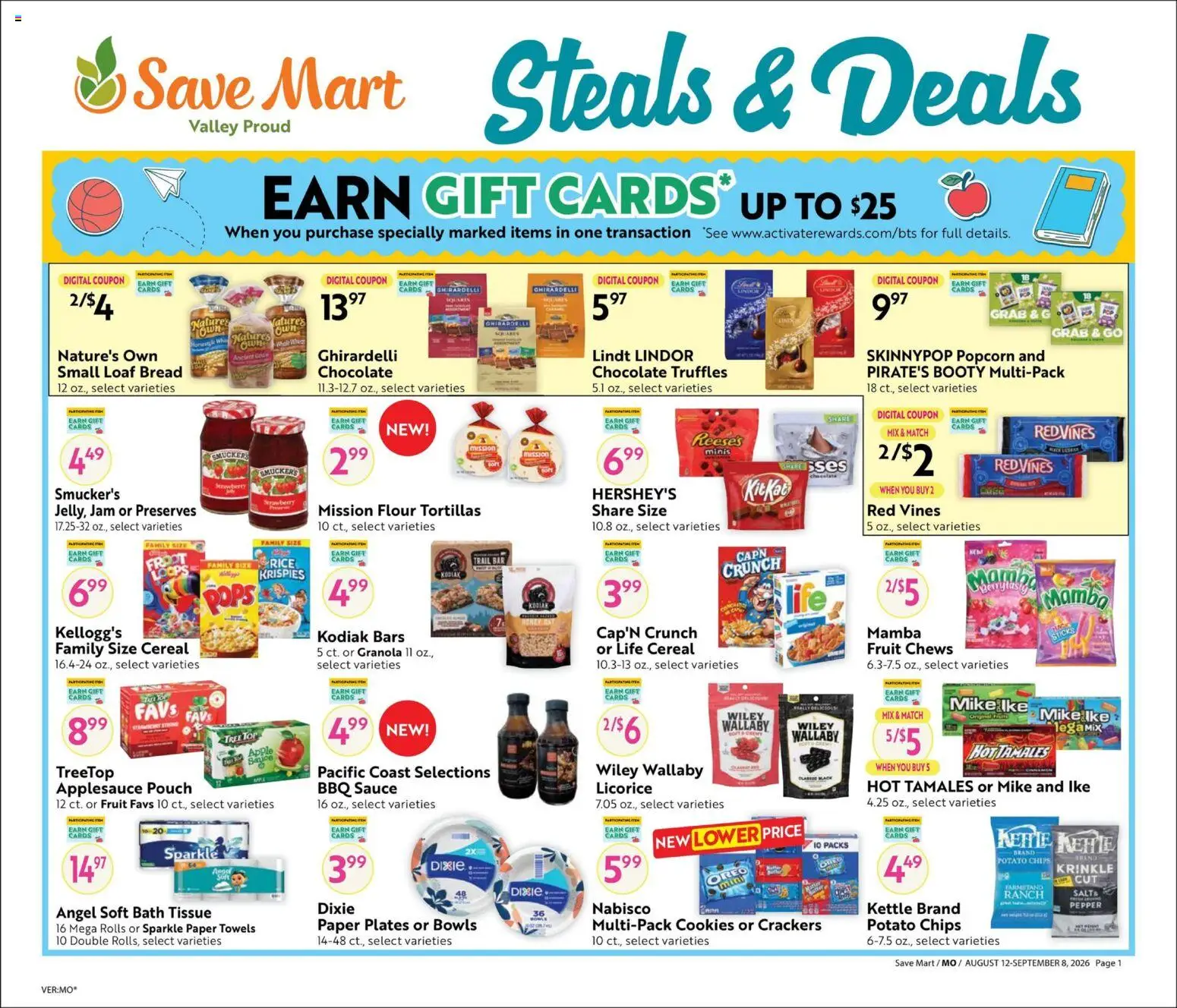 Save Mart Big Book of Savings - valid from 08/12/2026 | Page: 1 | Products: Bread, Oreo, Tortillas, Paper plates