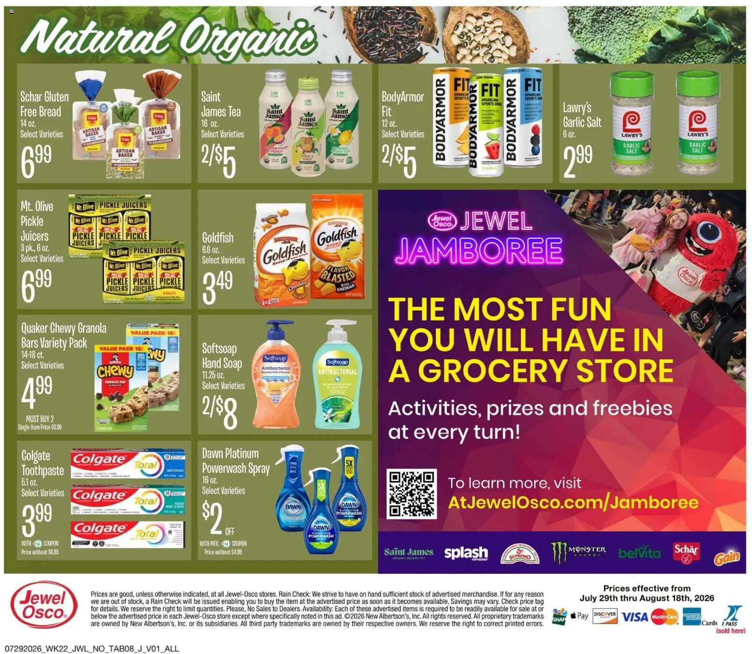 Jewel Osco Specialty & Local - valid from 07/29/2026 | Page: 8 | Products: Bread, Soap, Toothpaste, Salt