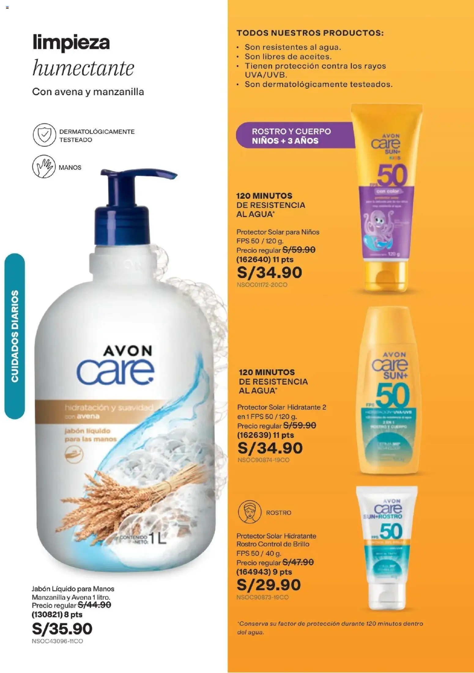 Catálogo Avon válido desde 29/08/2026 | Página: 147 | Productos: Protector solar, Jabón, Avena