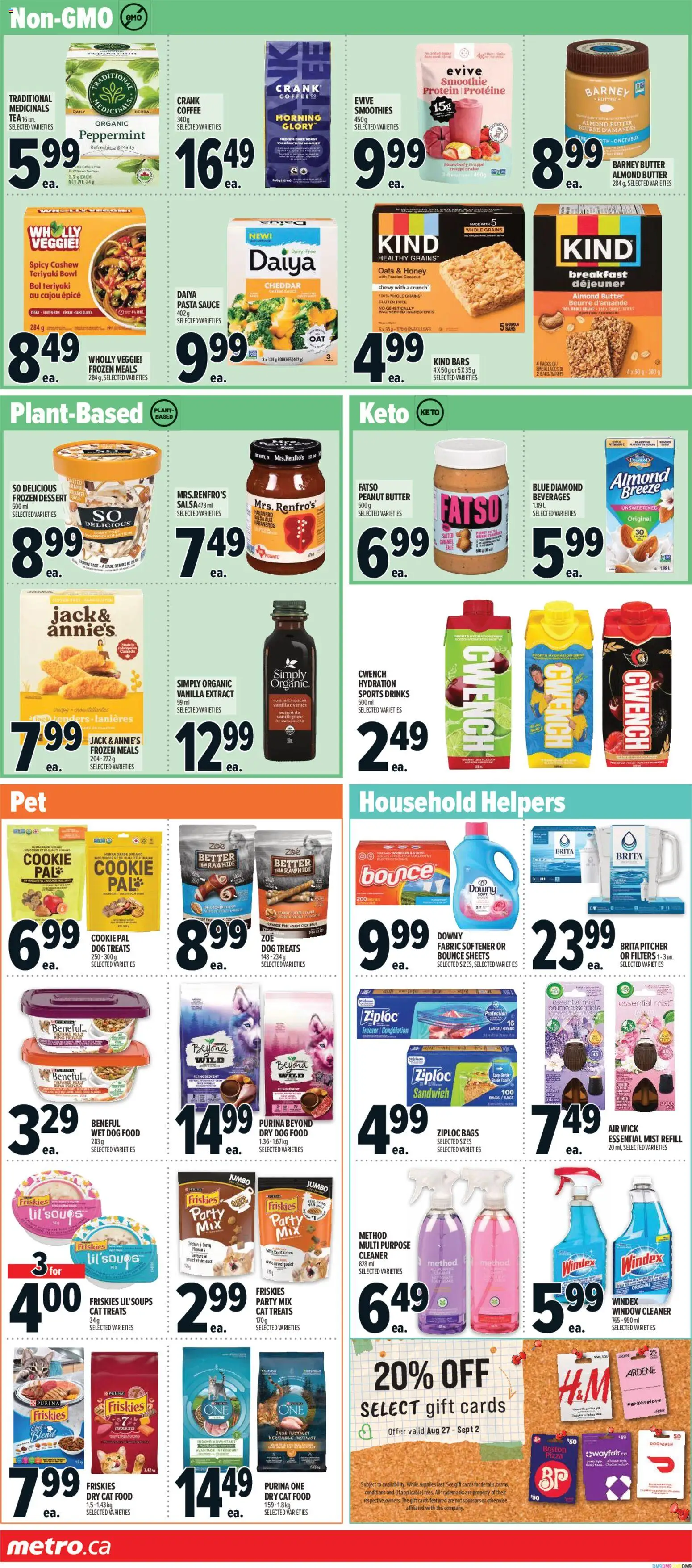 Metro flyer valid from Aug 27, 2026 | Page: 13 | Products: Coconut, Roast, Smoothie, Cheddar
