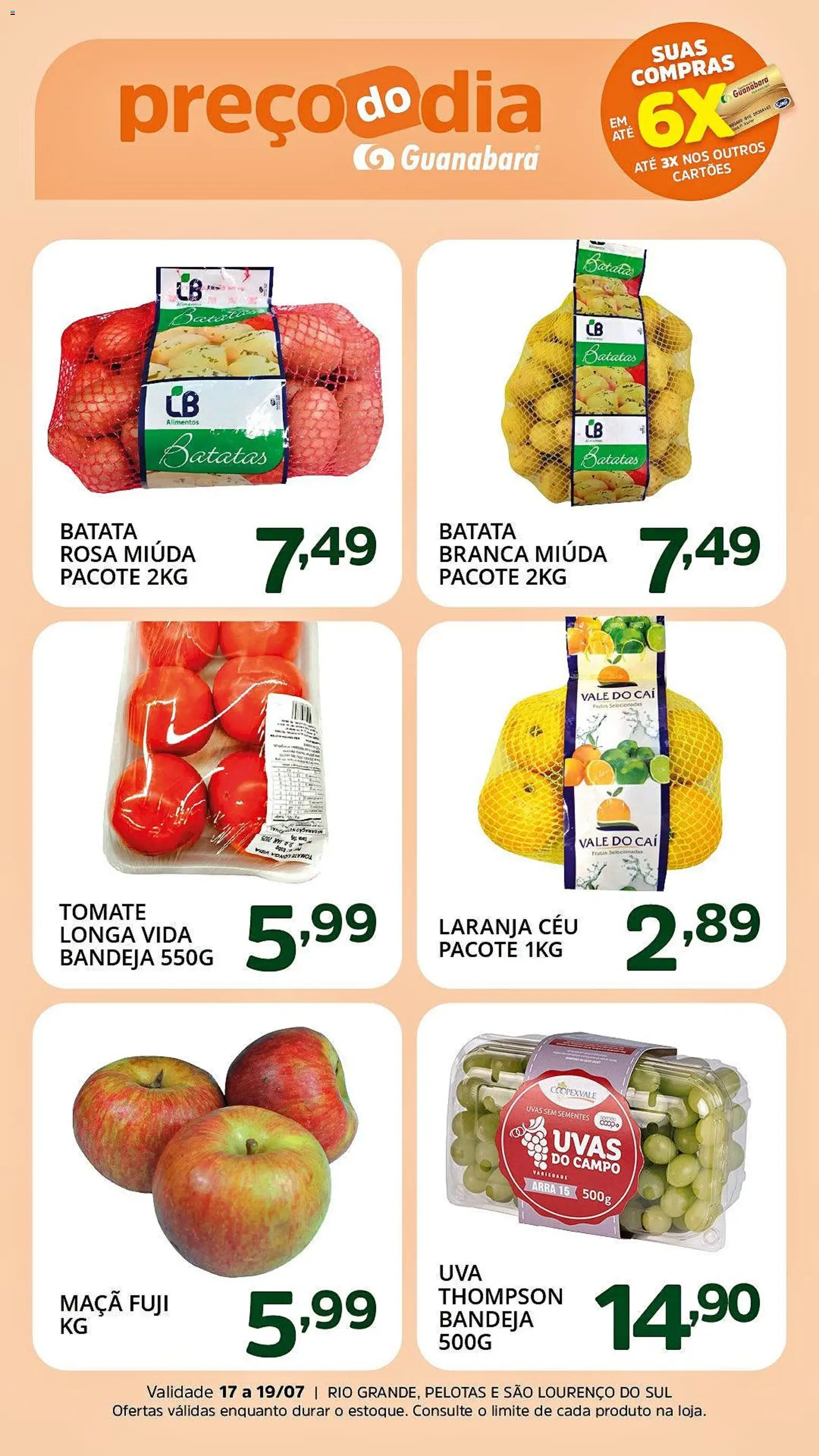 Supermercado Guanabara Folheto - válido de 17/07/2026 | Página: 3 | Produtos: Bandeja, Uvas, Batata