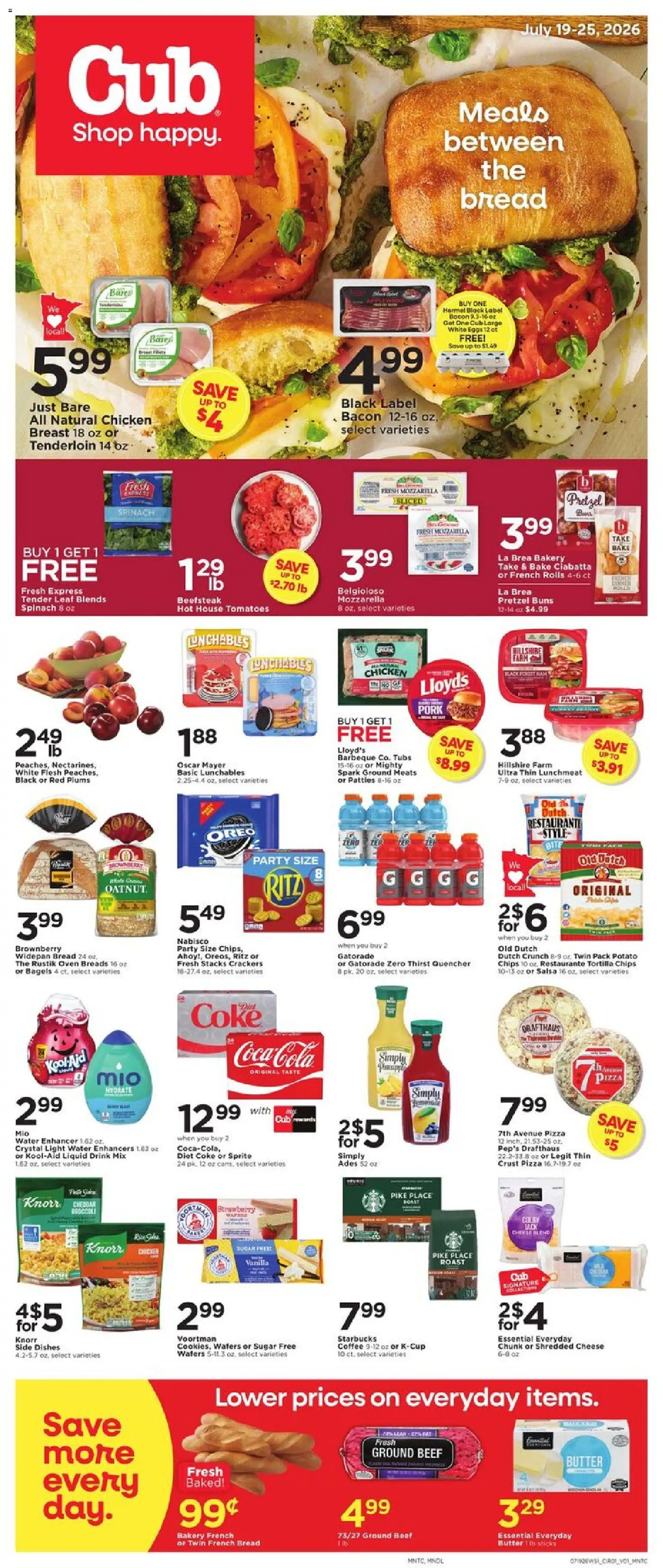 Cub Foods Weekly Ad - valid from 07/19/2026 | Page: 1 | Products: Bread, Pork, Pineapple, Sugar