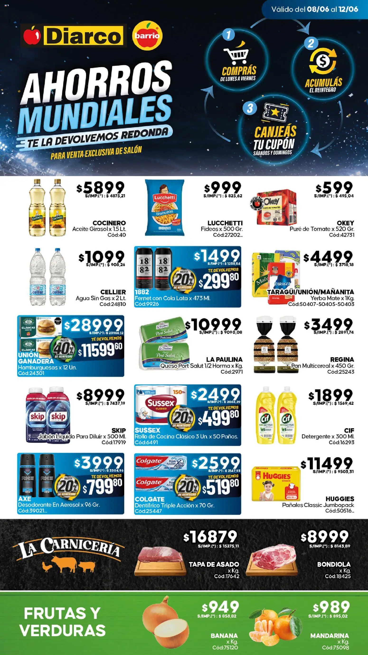 Diarco - Ofertas Diarco Barrio │ válido desde el 08.06.2026 | Página: 1 | Productos: Jabón líquido, Tomate, Pure de Tomate, Queso