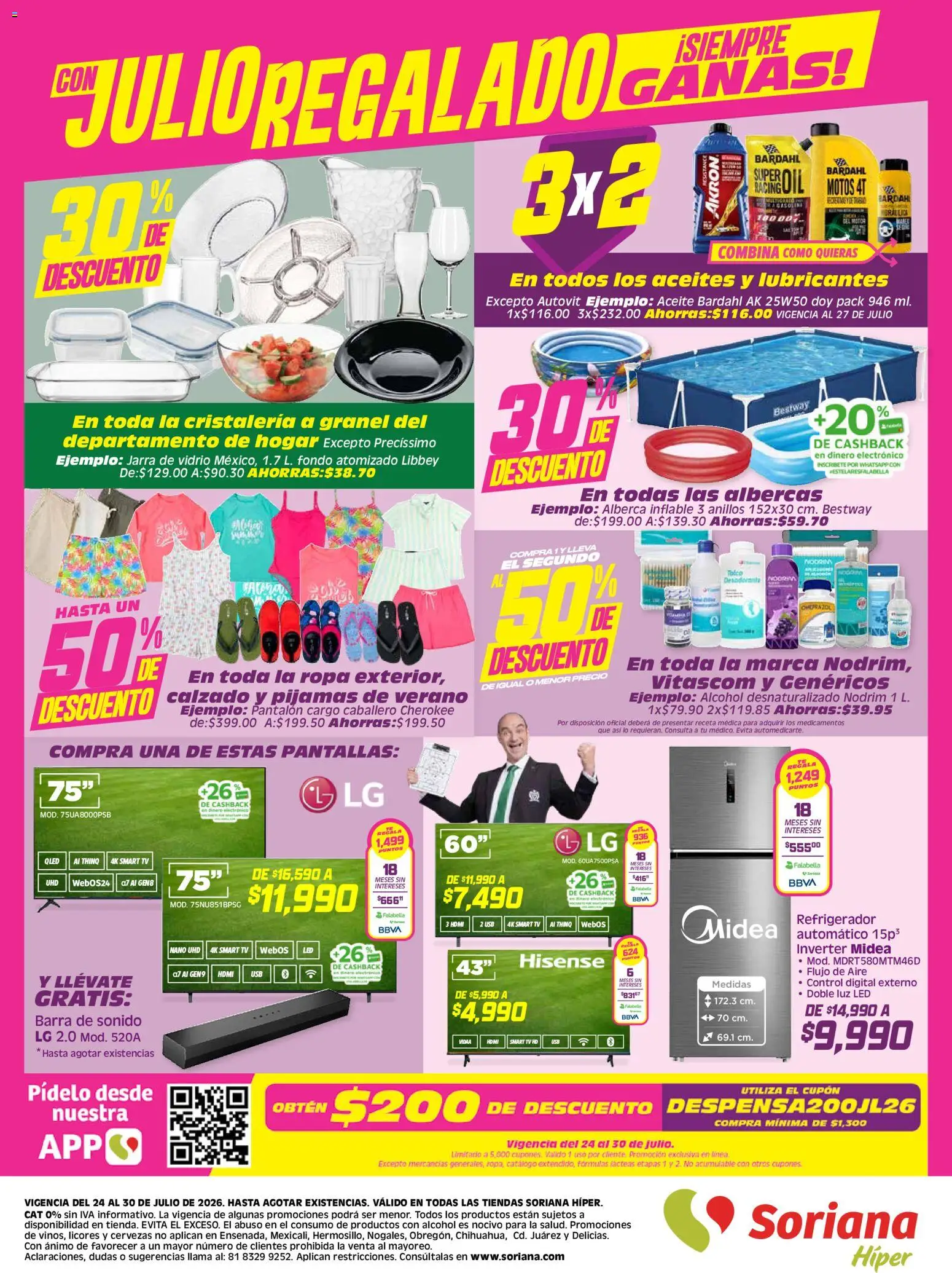 Nuevas ofertas de Soriana válidas en toda la República Mexicana desde el 24/07/2026. ¡Encuentra las mejores ofertas en Soriana Julio Regalado Híper Nacional! | Página: 8