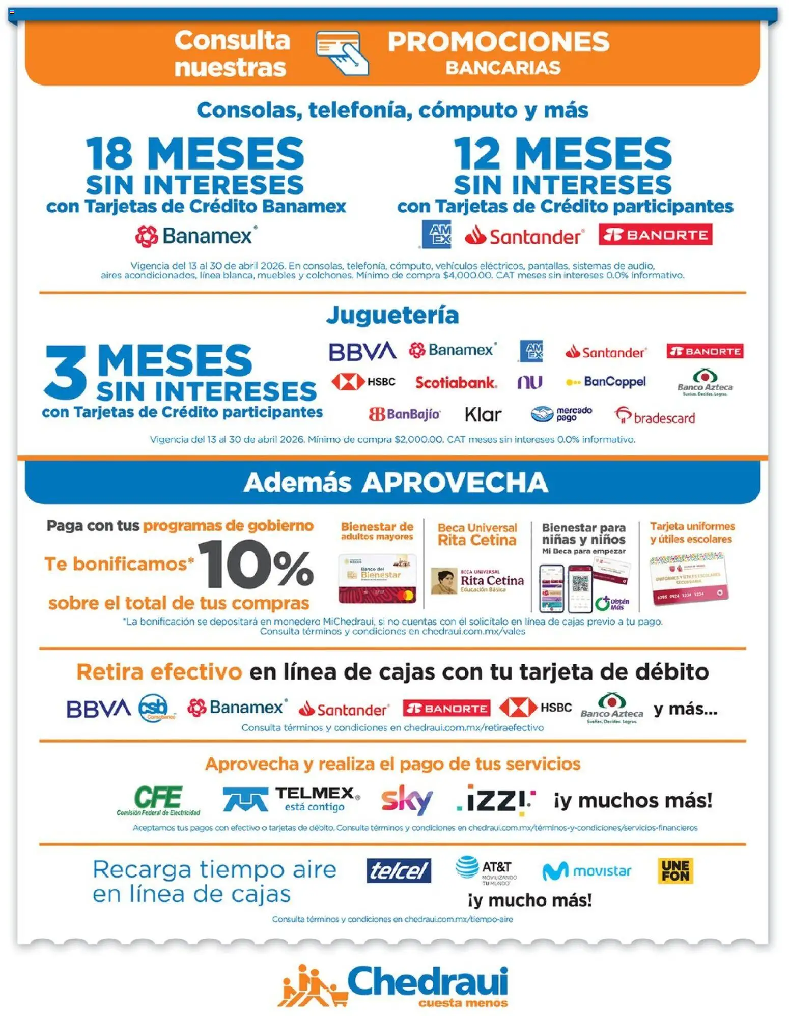 Nuevas ofertas de Chedraui válidas en toda la República Mexicana desde el 13/04/2026. ¡Encuentra las mejores ofertas en Chedraui folleto! | Página: 11 | Productos: Monedero, Banco, Té, Sobre