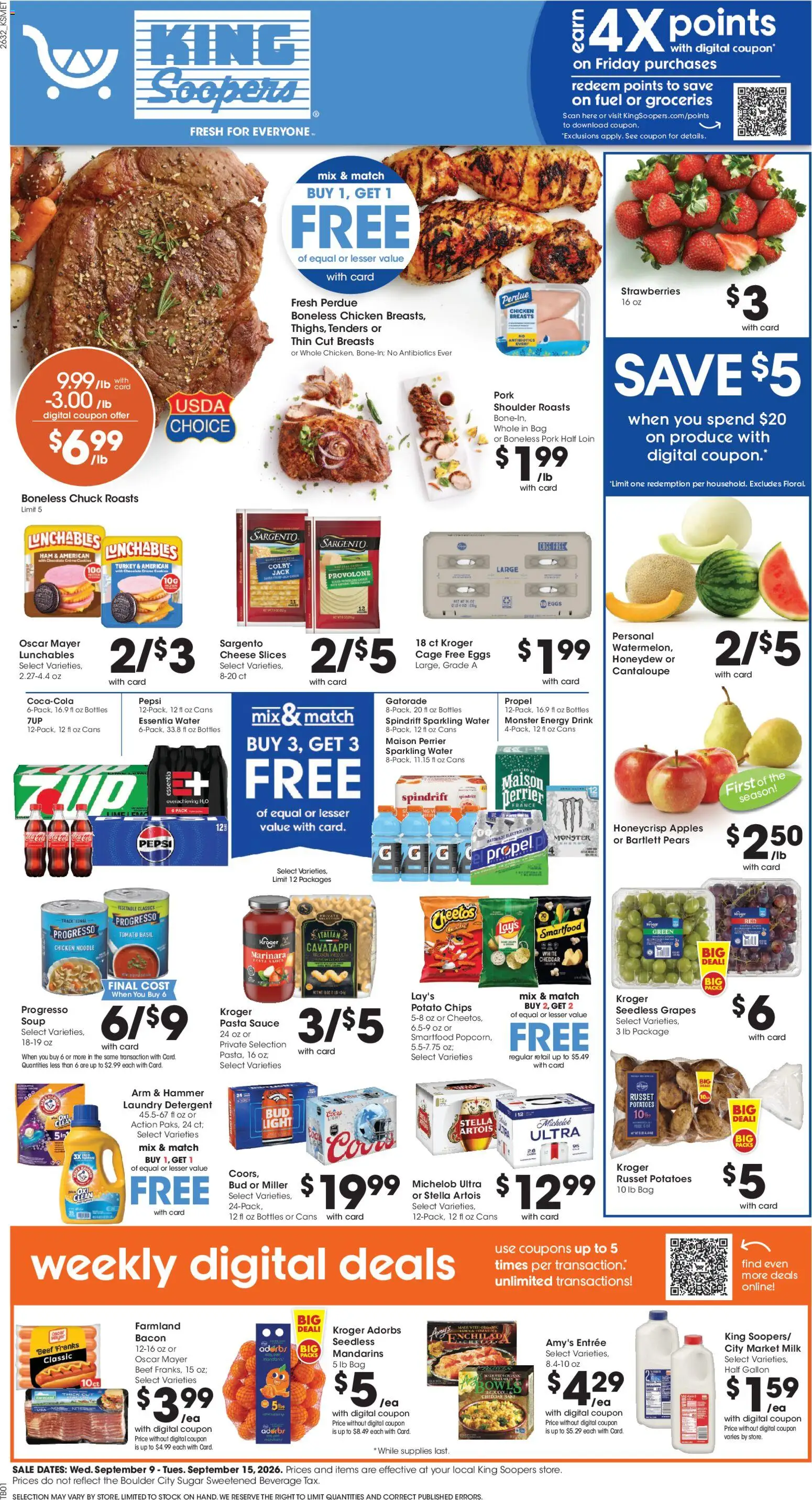 King Soopers Weekly Ad - valid from 09/09/2026 | Page: 1 | Products: Groceries, Hammer, Chocolate, Grapes
