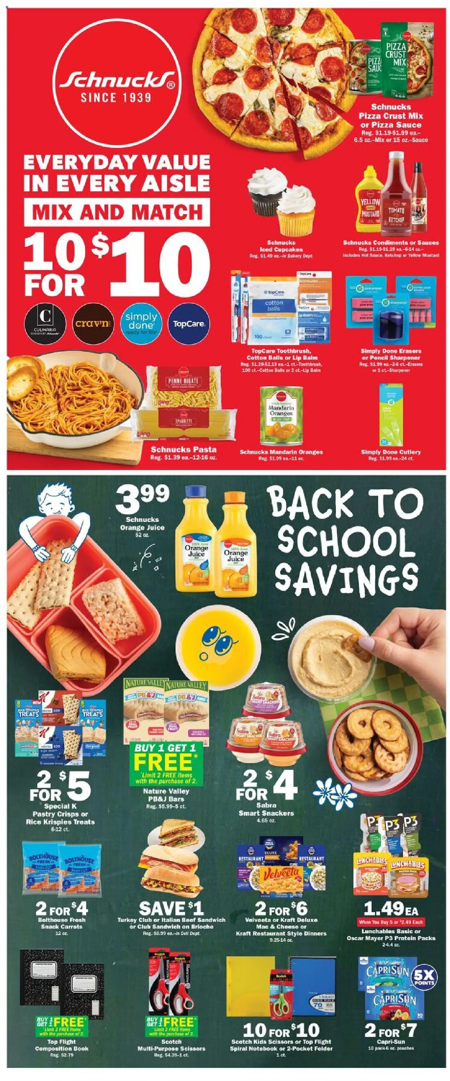 Schnucks Weekly Ad - valid from 07/29/2026 | Page: 2 | Products: Beef, Sauce, Notebook, Pencil sharpener
