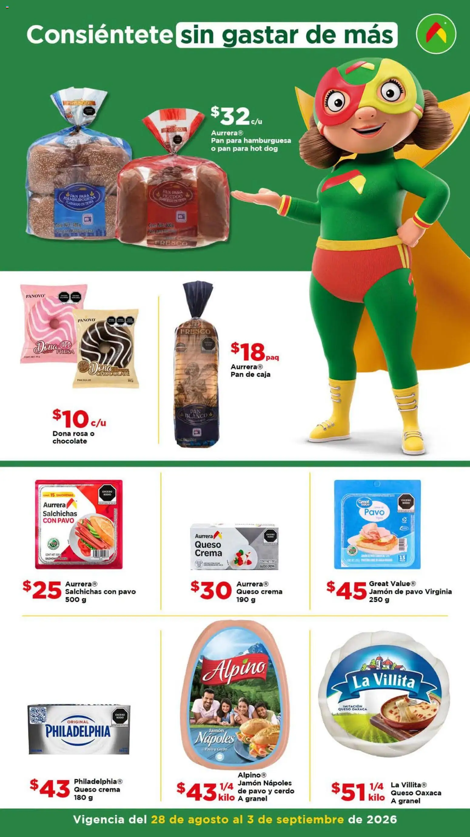Nuevas ofertas de Bodega Aurrerá válidas en toda la República Mexicana desde el 28/08/2026. ¡Encuentra las mejores ofertas en Bodega Aurrerá folleto Precio más bajo siempre! | Página: 4 | Productos: Fresa, Queso, Pavo, Hamburguesa