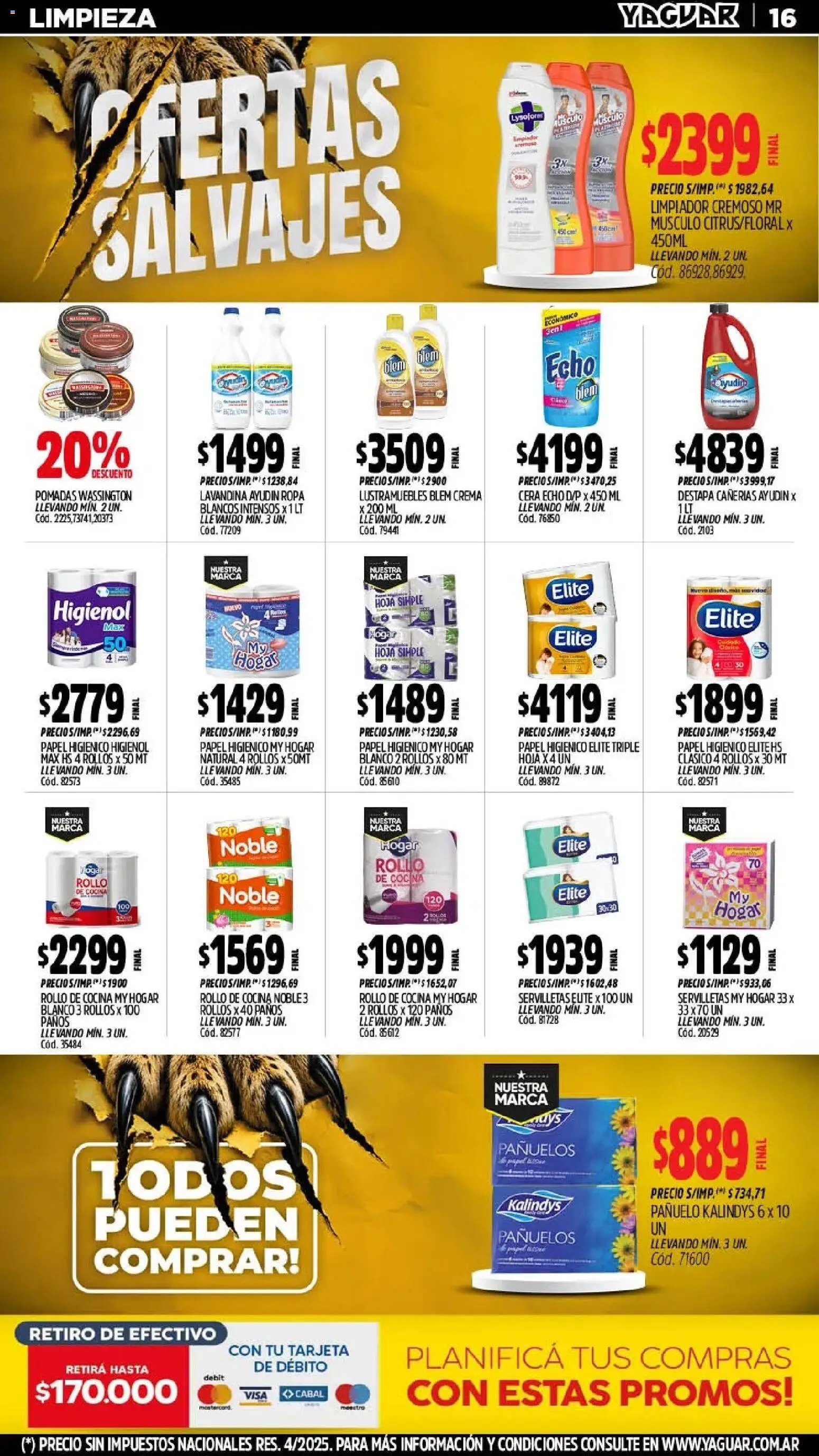 Yaguar - Oferta Semanal Parque Chacabuco │ válido desde el 03/08/2026 | Página: 17 | Productos: Papel higiénico, Lustramuebles, Lavandina, Crema