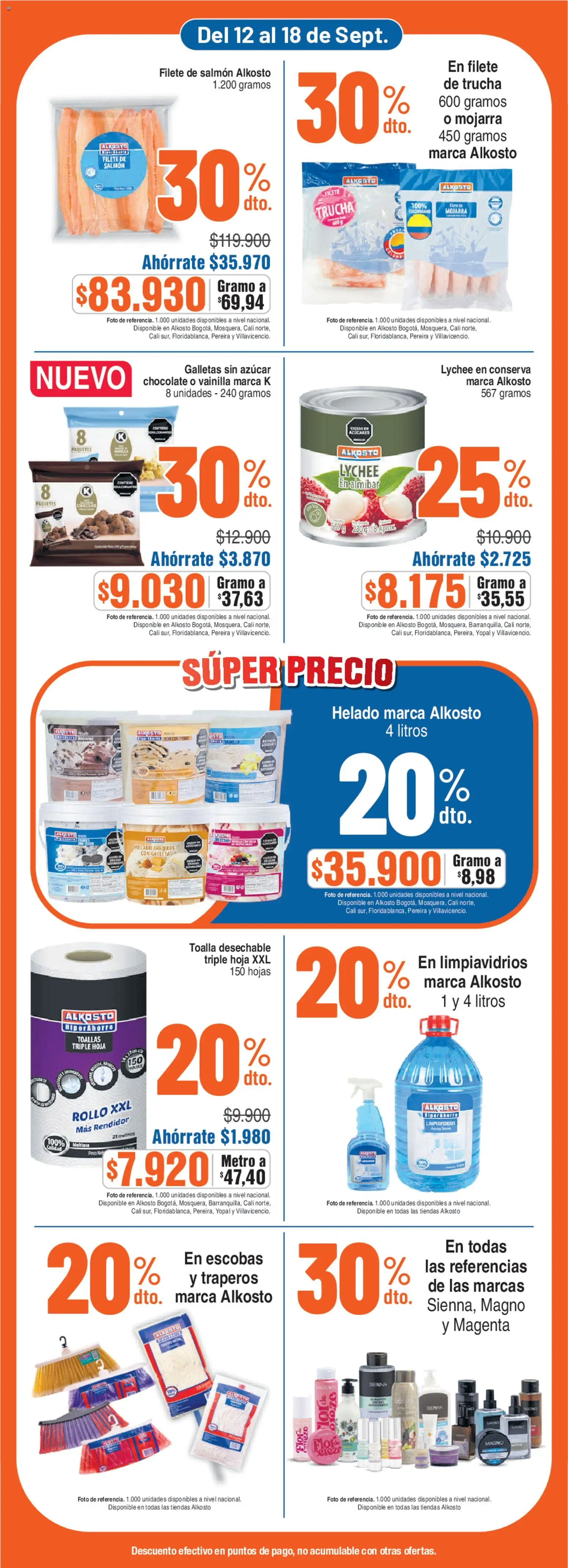 Alkosto revista - valida desde el 12/09/2026 | Página: 2 | Productos: Arequipe, Azucar, Salmón, Vainilla