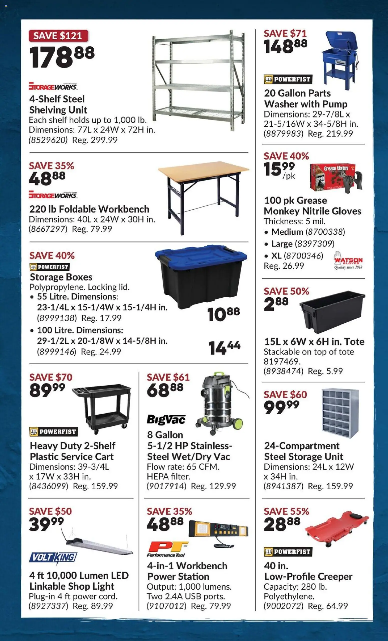 Princess Auto flyer valid from Jul 14, 2026 | Page: 4 | Products: Gloves, Shelf