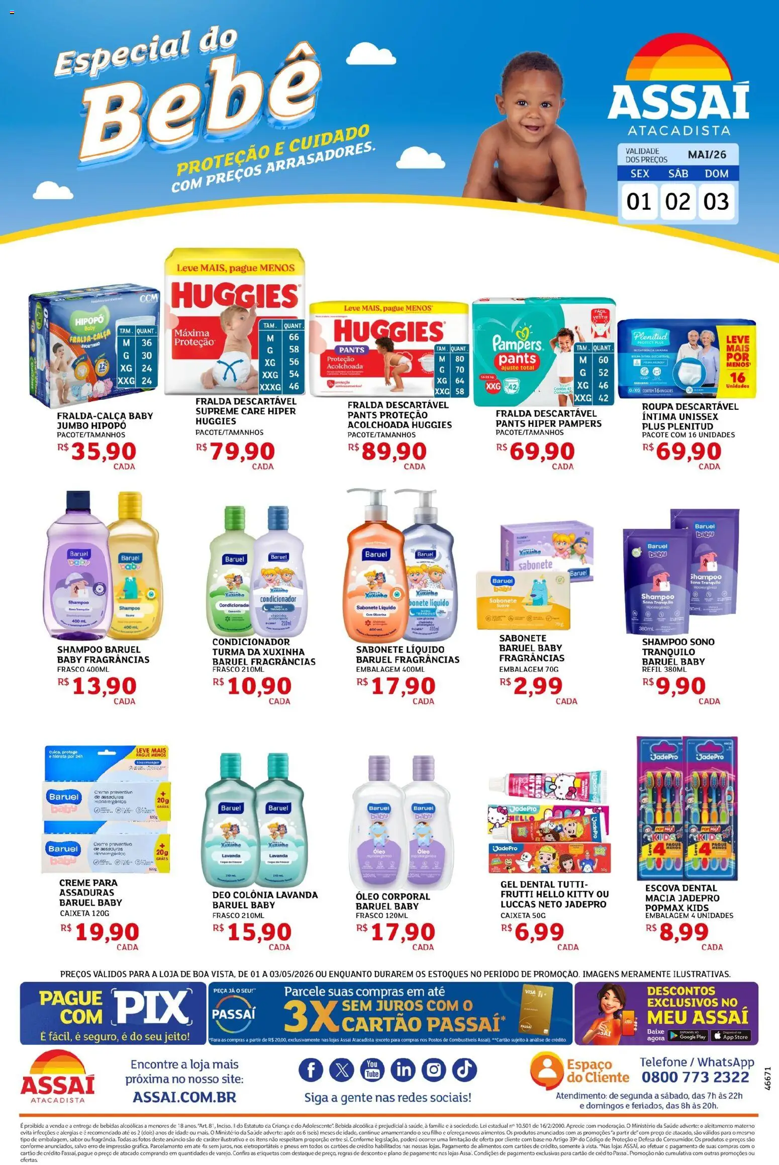 Assaí Atacadista Folheto - válido de 01.05.2026 | Página: 1 | Produtos: Condicionador, Escova, Óleo, Telefone