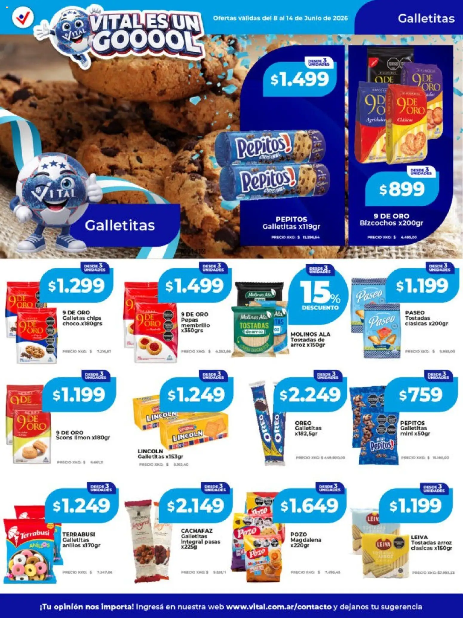Vital ofertas │ válido desde el 08.06.2026 | Página: 14 | Productos: Galletitas, Magdalena, Limón, Arroz