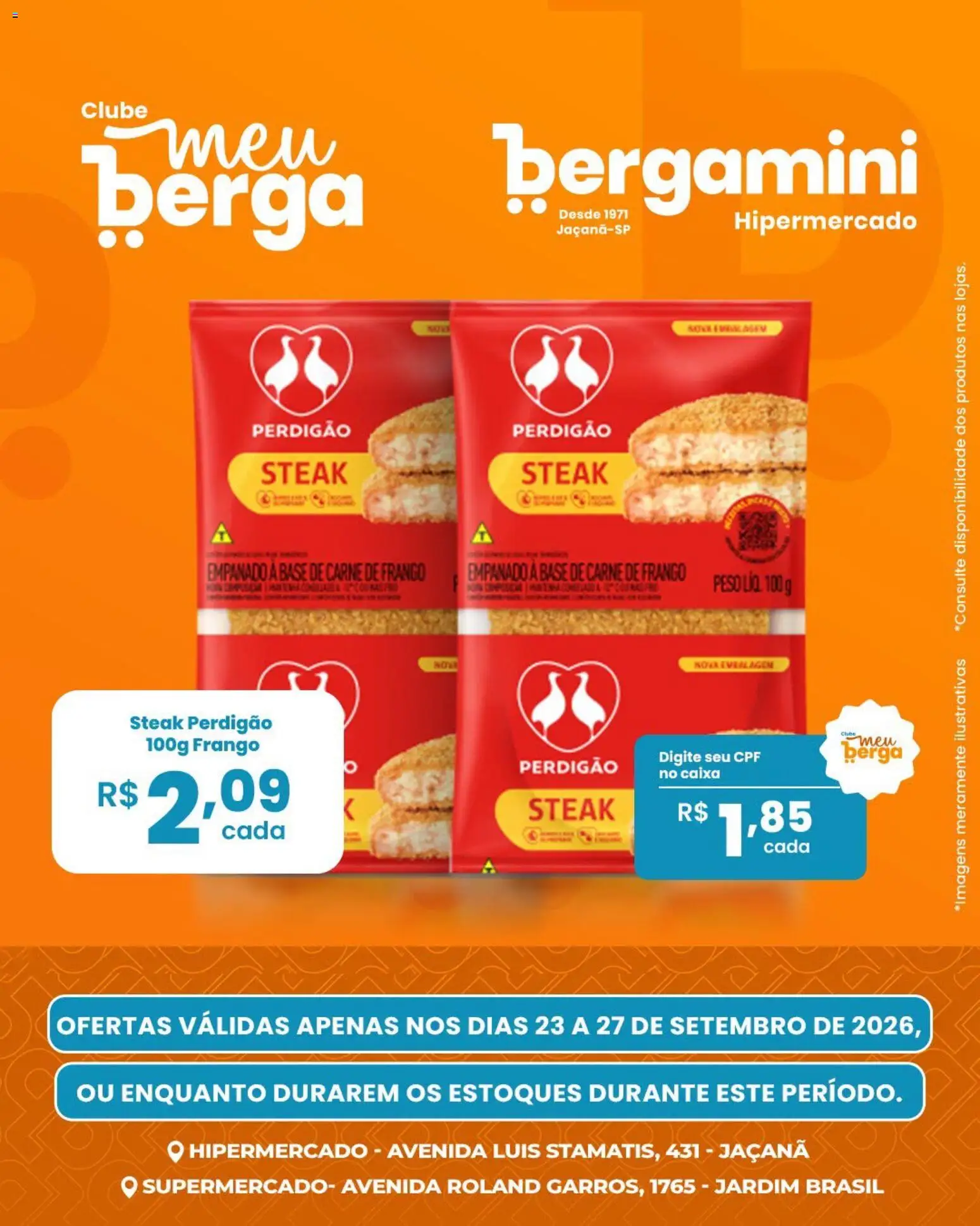 Supermercado Bergamini Folheto - válido de 23/09/2026 | Página: 3 | Produtos: Caixa, Carne de frango, Carne, Frango