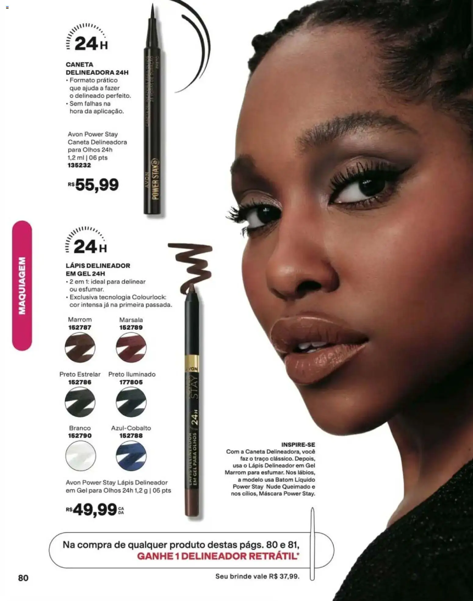 Avon Folheto - válido de 12/10/2026 | Página: 80 | Produtos: Maquiagem, Delineador, Lápis, Caneta
