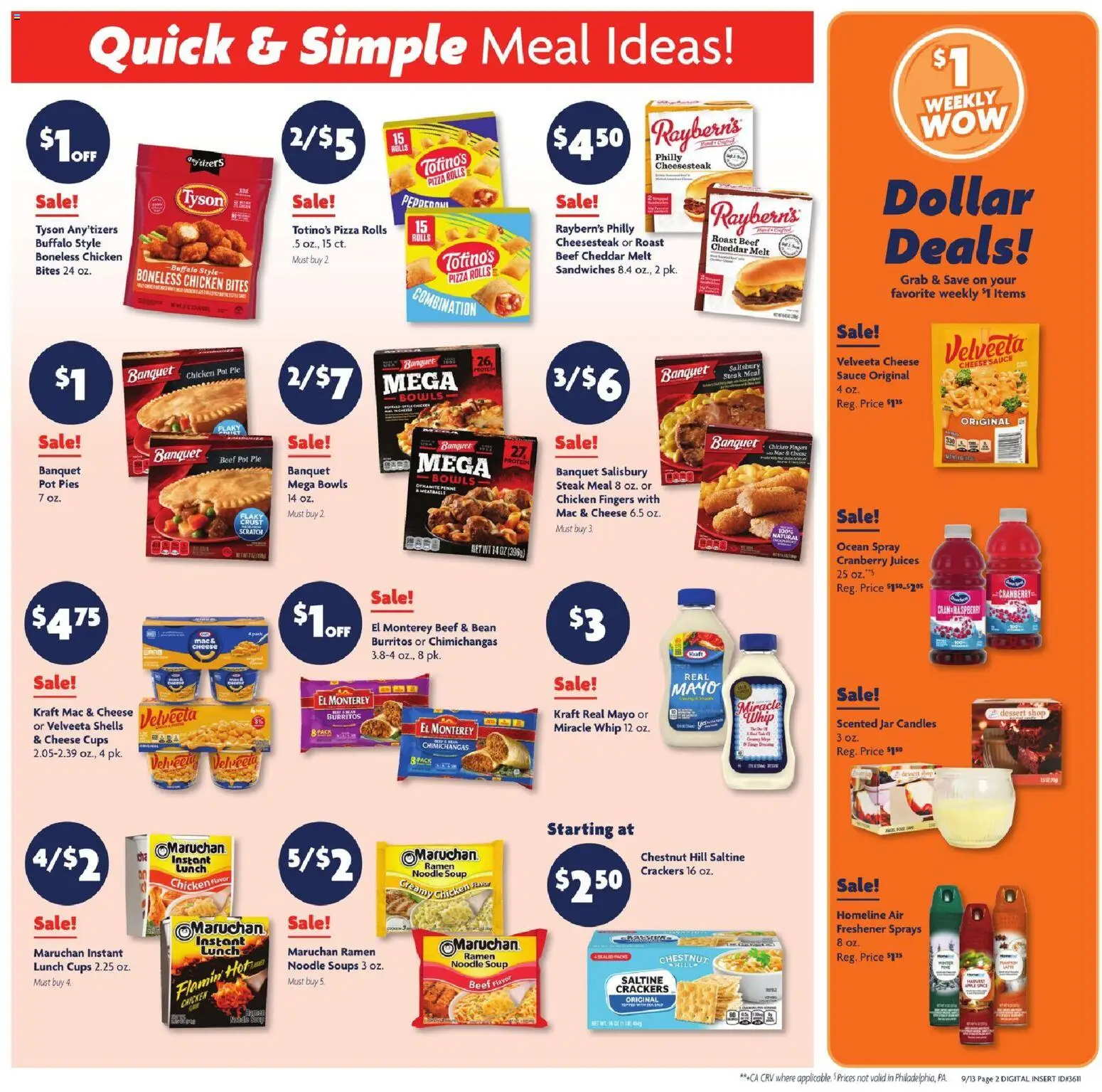Family Dollar Weekly Ad - valid from 09/13/2026 | Page: 2 | Products: Crackers, Chicken, Pizza, Sauce