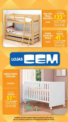 Lojas Cem - Ofertas atuais - Pré-Visualização do folheto da loja Lojas Cem, válido de 01/09/2026 | Página: 26 | Produtos: Cama, Berço, Carne