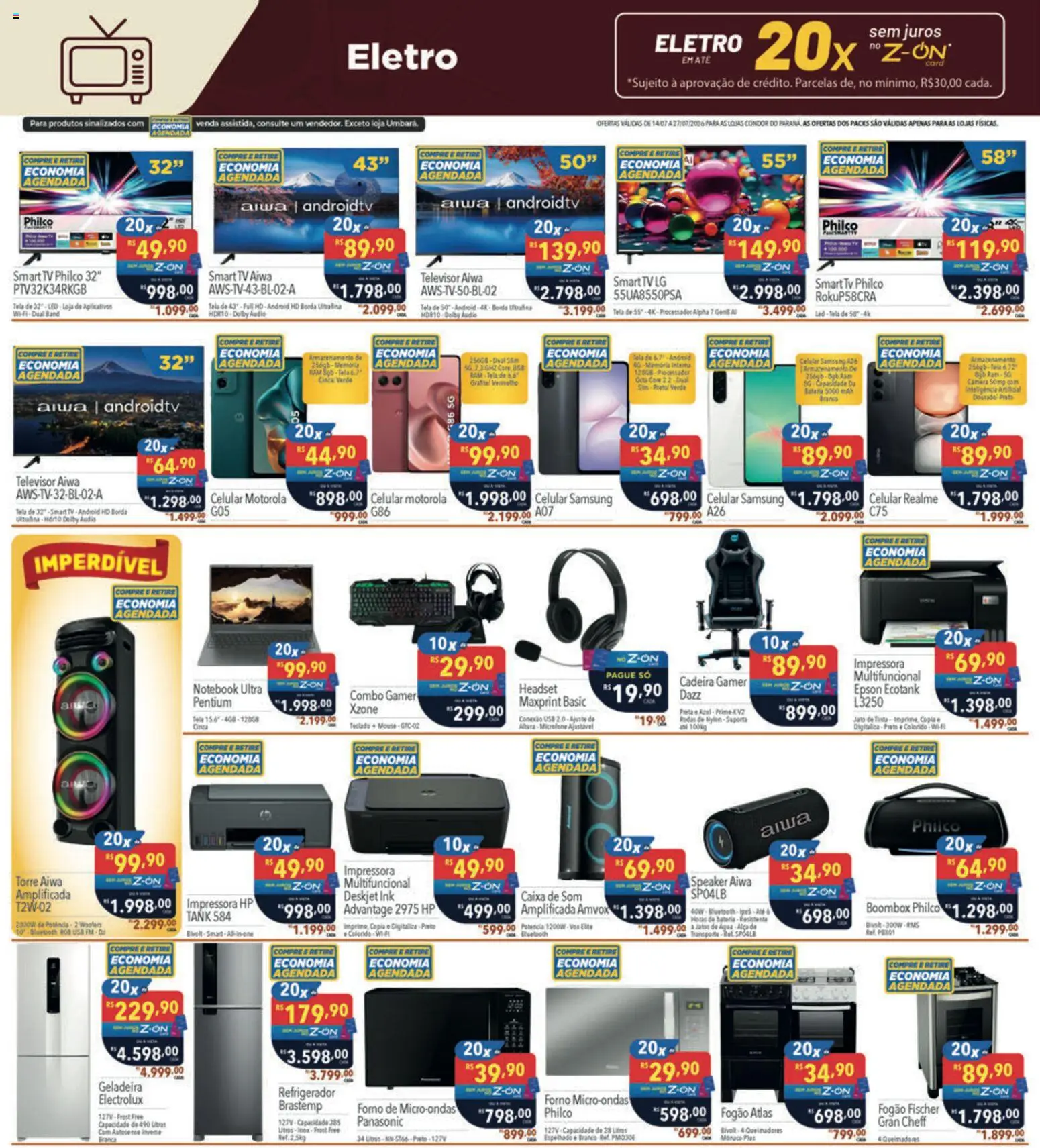 Supermercados Condor Folheto - válido de 14/07/2026 | Página: 30 | Produtos: Headset, Tela, Bateria, Áudio