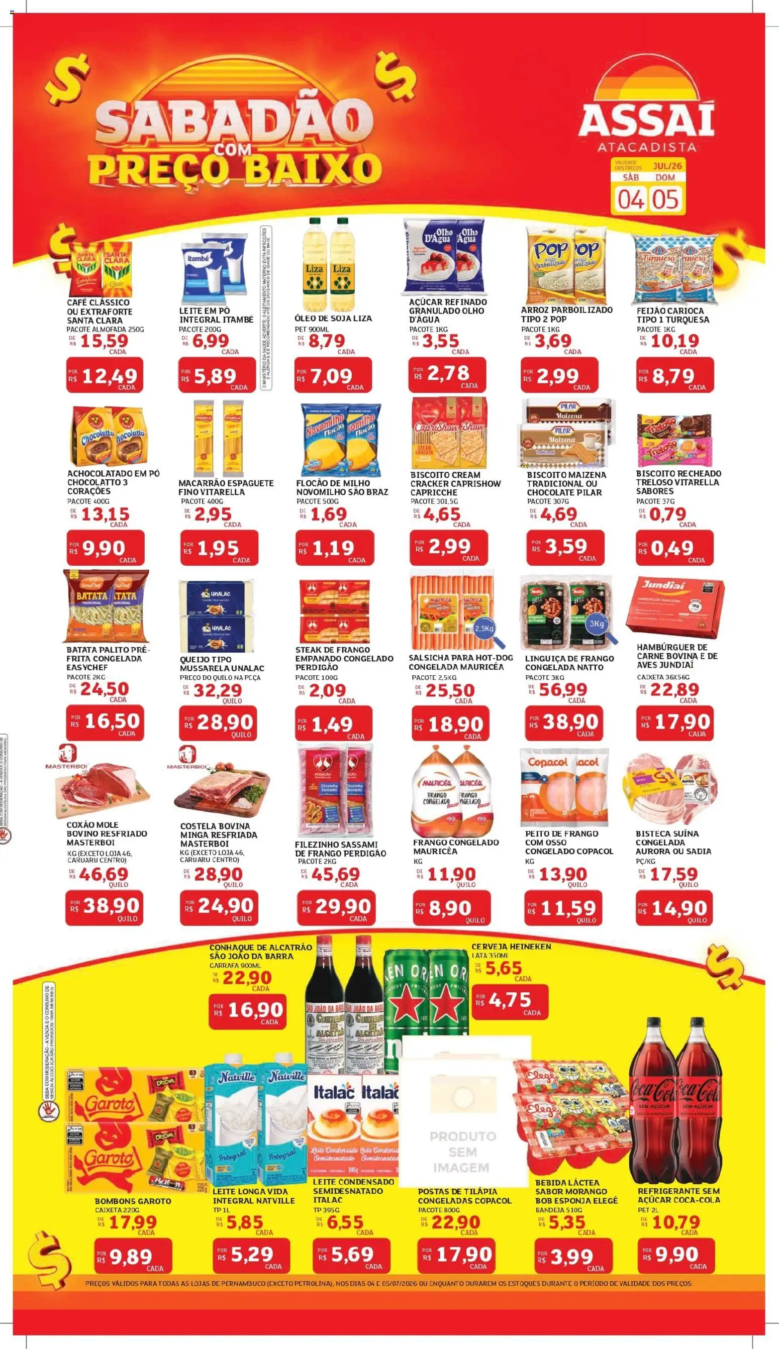 Assaí Atacadista Folheto - válido de 04/08/2026 | Página: 1 | Produtos: Feijão, Leite, Macarrão, Frango