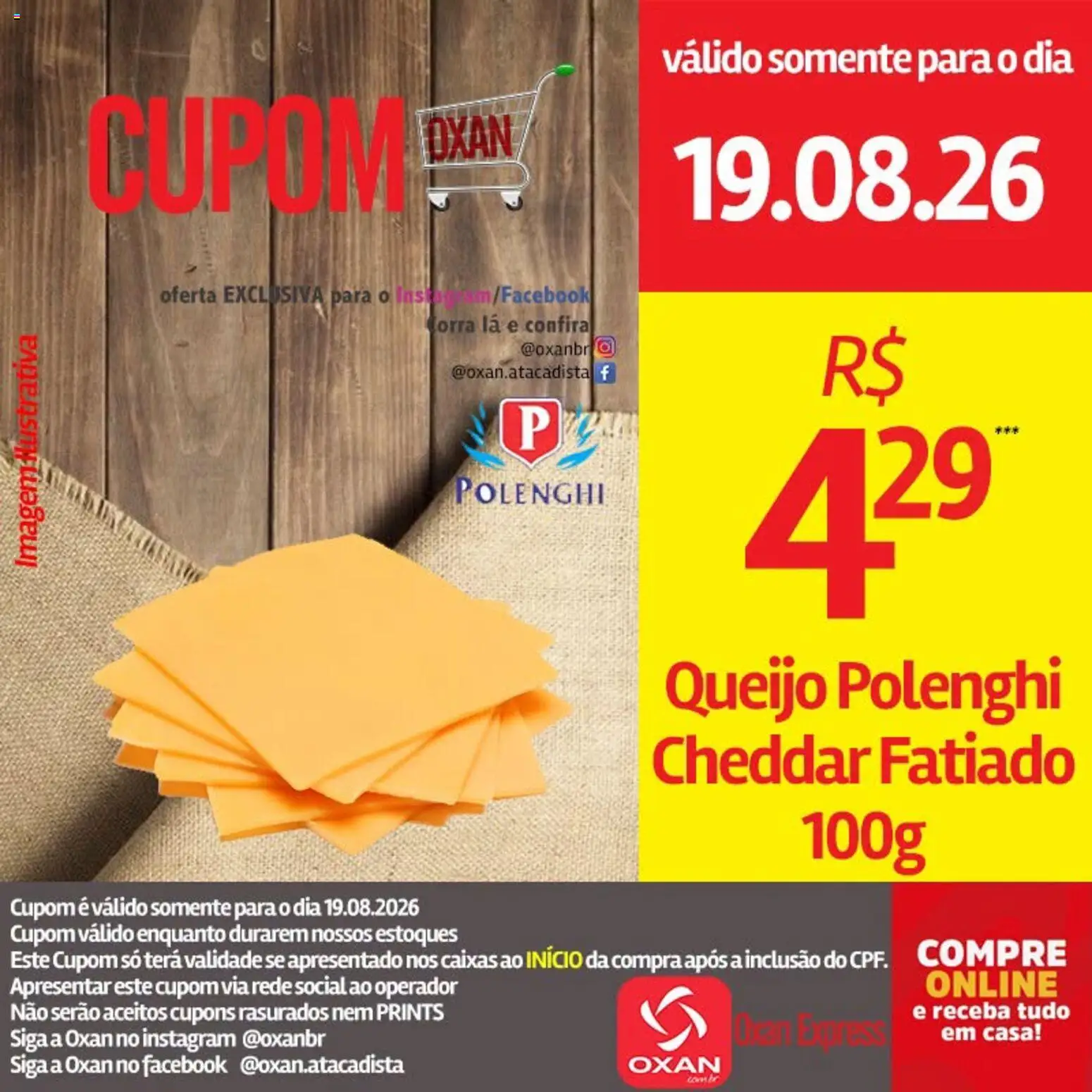 Oxan Atacadista Folheto - válido de 19/08/2026 | Página: 3 | Produtos: Queijo, Cheddar