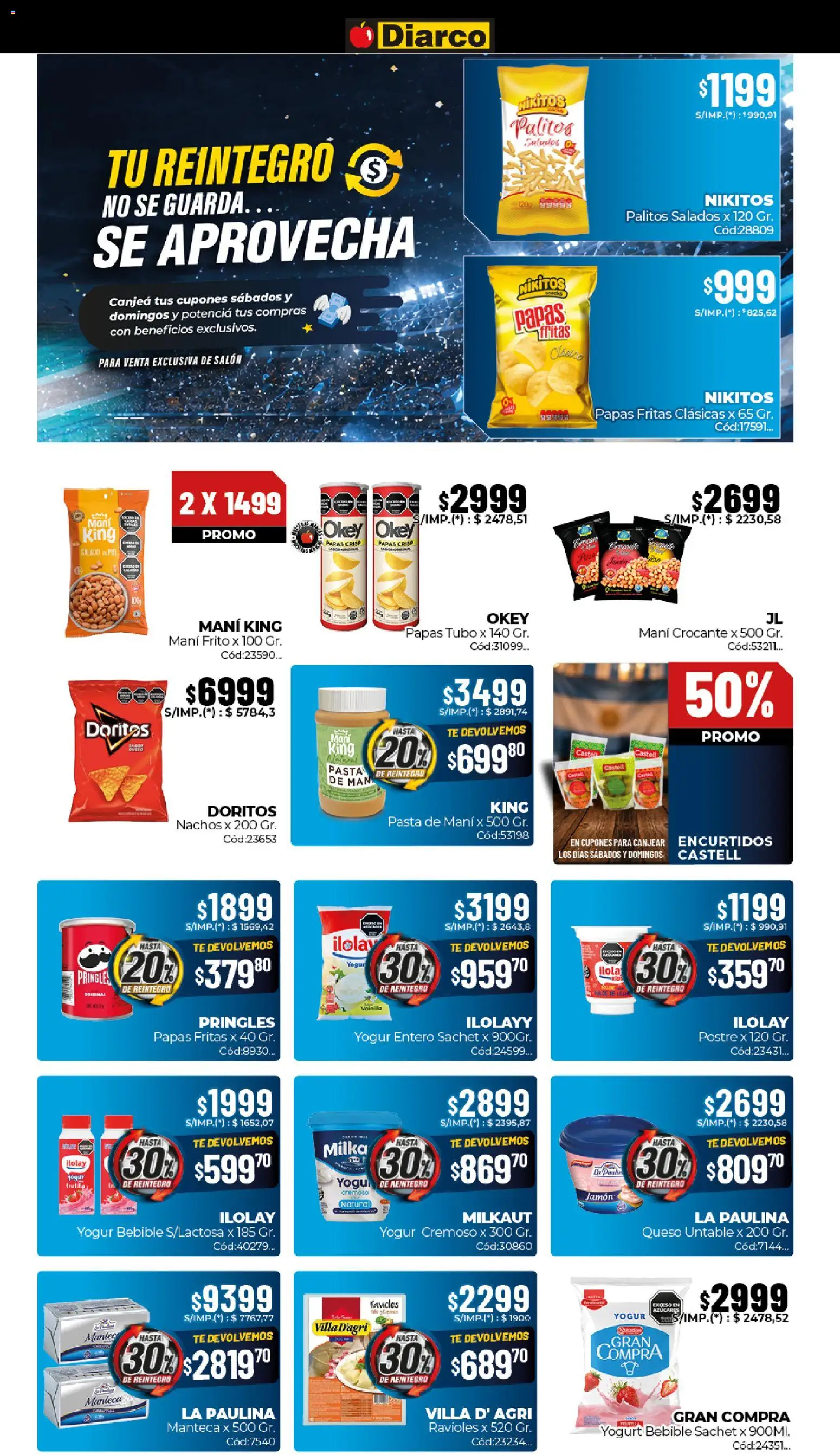 Diarco ofertas │ válido desde el 08.06.2026 | Página: 10 | Productos: Mani, Queso, Té, Papas fritas