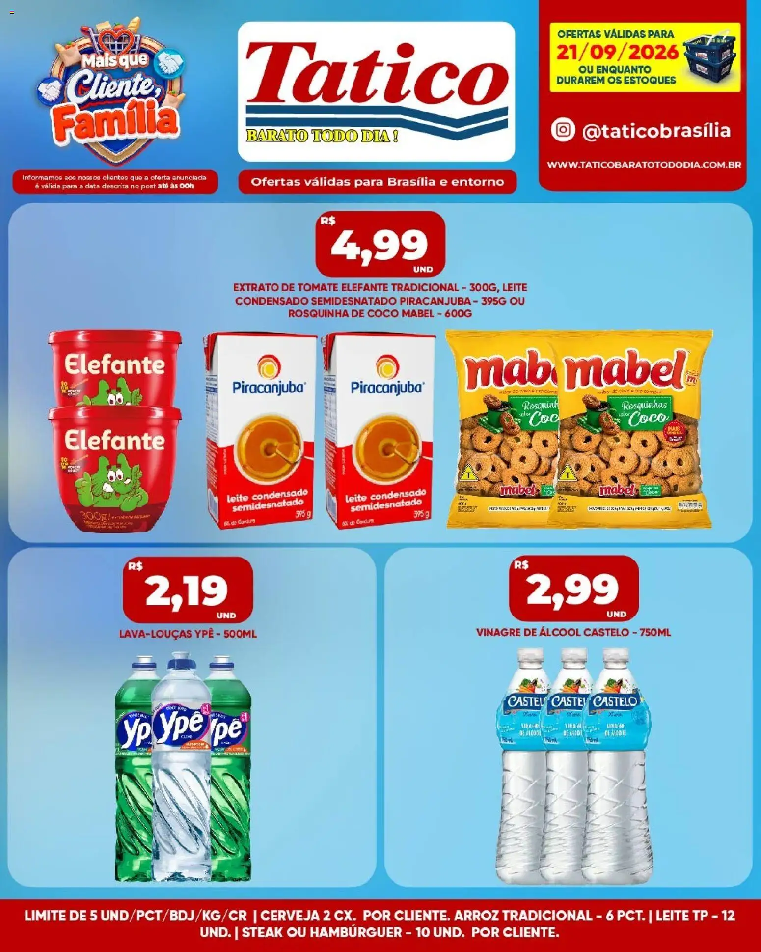 Tatico Folheto - válido de 21/09/2026 | Página: 3 | Produtos: Steak, Vinagre, Leite, Arroz
