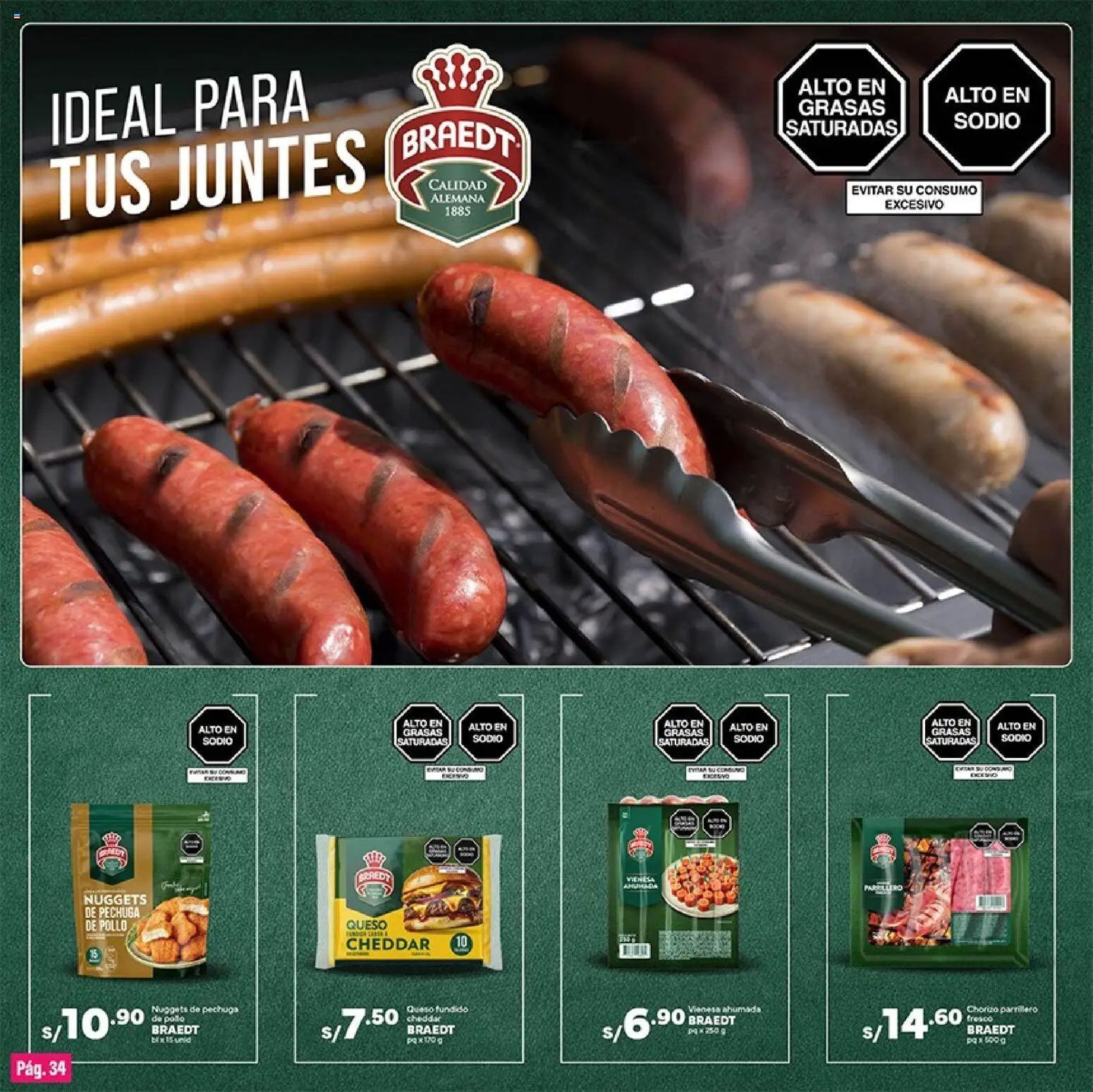 Catálogo Plaza Vea válido desde 01/09/2026 | Página: 34 | Productos: Pollo, Queso, Pechuga de pollo, Queso Cheddar