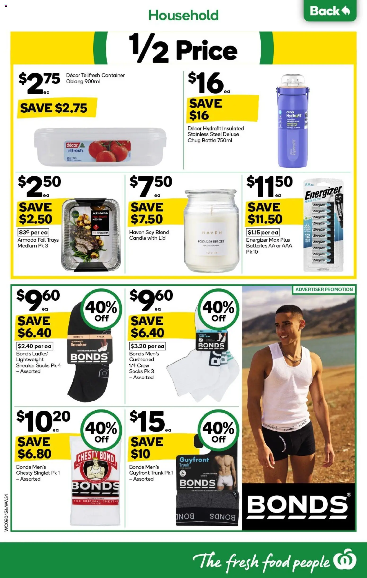 Woolworths catalogue - valid from 08.04.2026 | Page: 34 | Products: Household, Singlet, Batteries, Candle