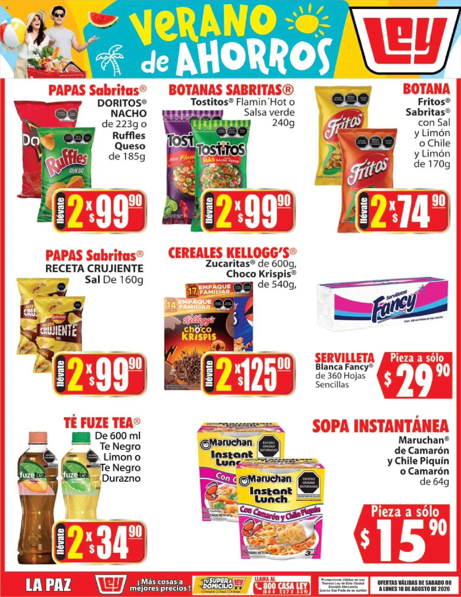 Nuevas ofertas de Casa Ley válidas en toda la República Mexicana desde el 08/08/2026. ¡Encuentra las mejores ofertas en Casa Ley folleto Verano de ahorros! | Página: 3 | Productos: Durazno, Sal, Limón, Cereales