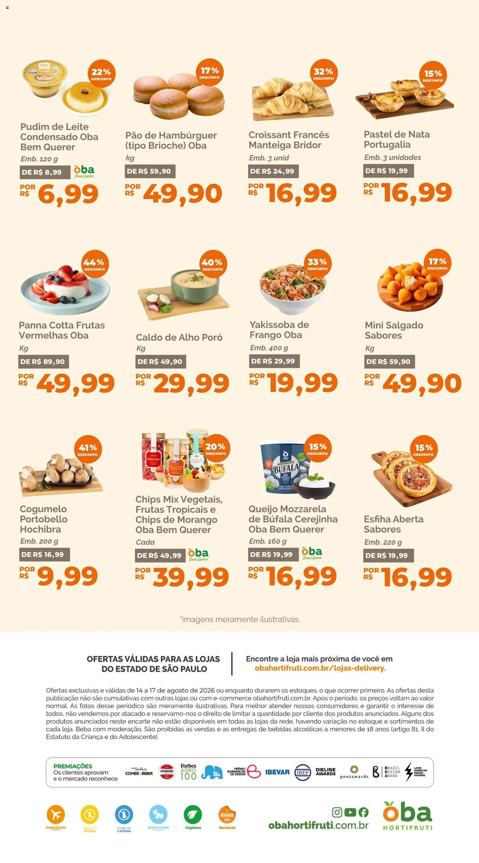 Oba Hortifruti Folheto - válido de 14/08/2026 | Página: 10 | Produtos: Frutas, Cogumelo, Croissant, Frutas tropicais