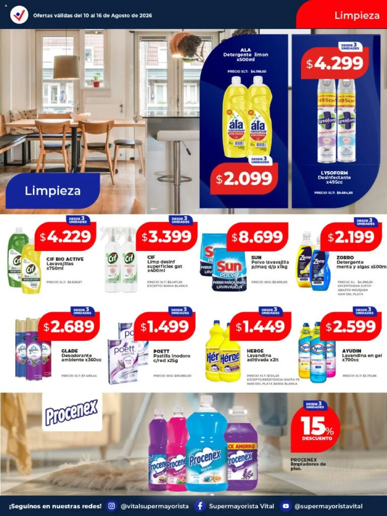 Vital - Ofertas │ válido desde el 10/08/2026 | Página: 9 | Productos: Desinfectante, Lavavajillas, Polvo, Limón