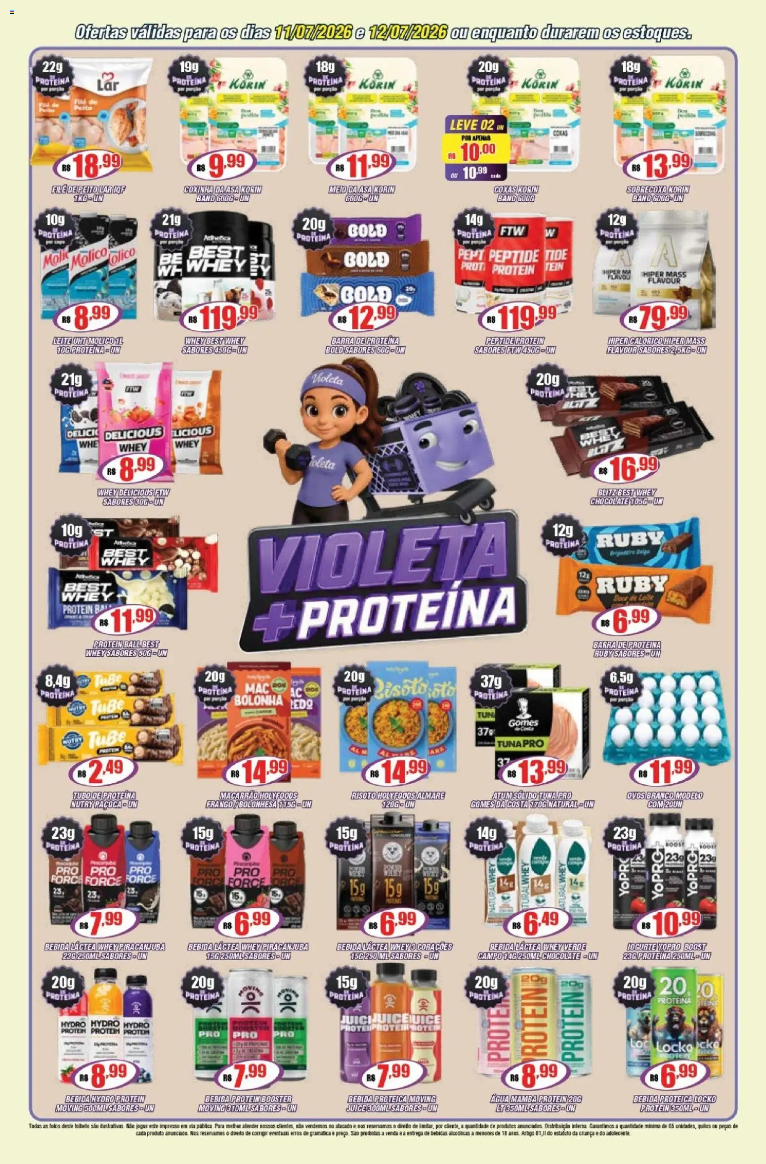 Violeta Supermercados Folheto - válido de 11/07/2026 | Página: 4 | Produtos: Leite, Ovos, Bebida, Atum
