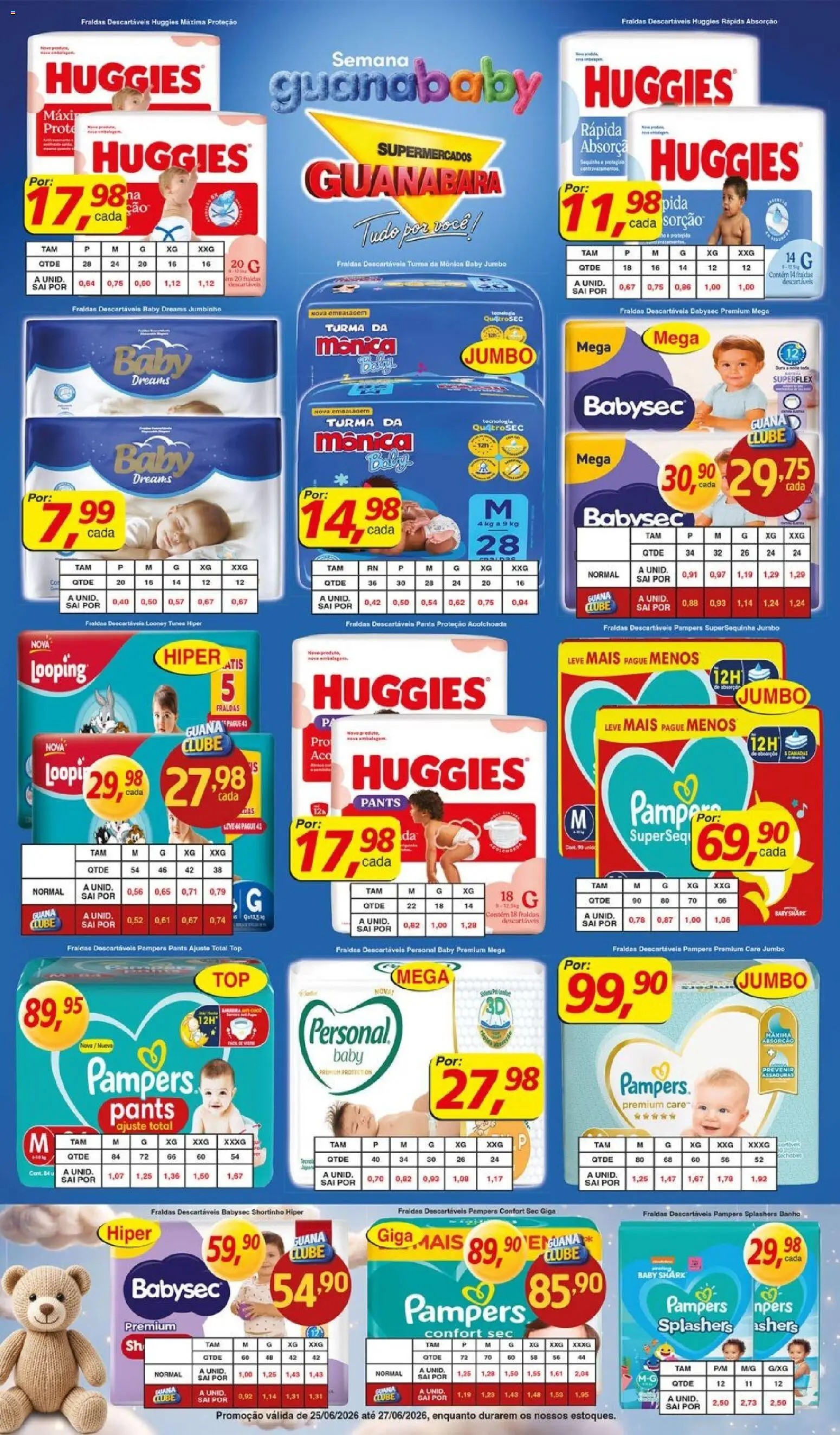 Supermercados Guanabara Folheto - válido de 25/06/2026 | Página: 3 | Produtos: Pampers, Fraldas
