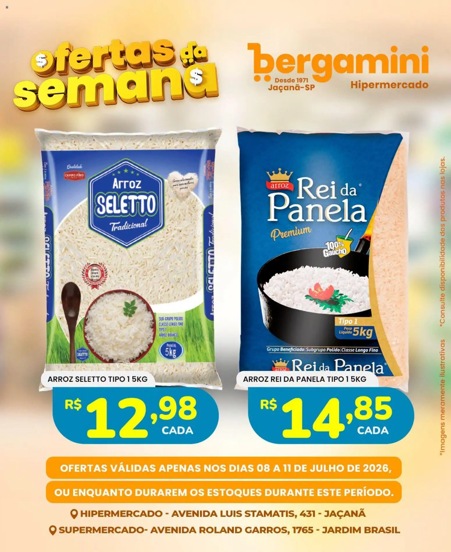 Supermercado Bergamini Folheto - válido de 08/07/2026 | Página: 6 | Produtos: Arroz rei da panela, Panela, Arroz