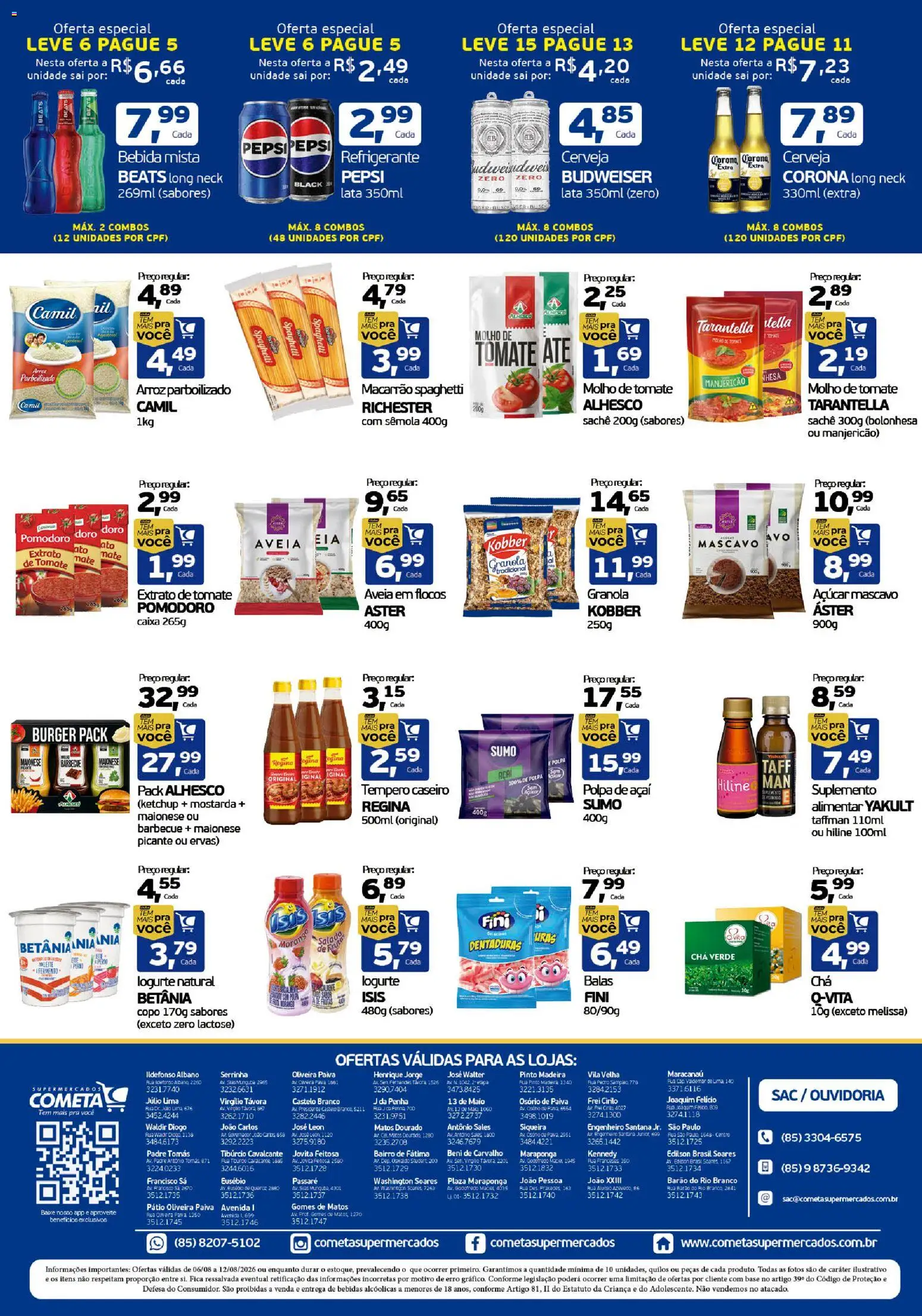 Cometa Supermercados Folheto - válido de 06/08/2026 | Página: 2 | Produtos: Arroz parboilizado, Bebidas, Salada, Extrato de tomate