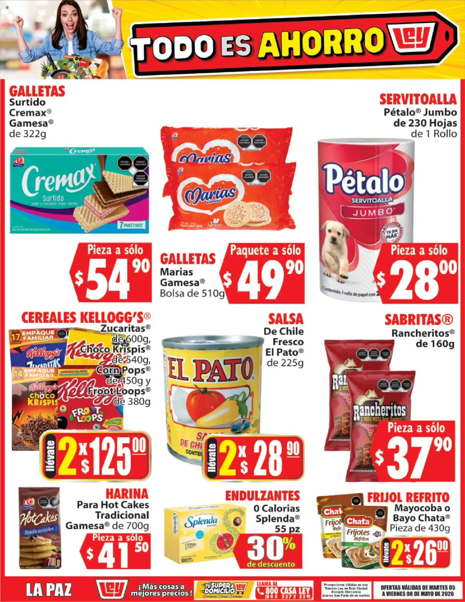 Nuevas ofertas de Casa Ley válidas en toda la República Mexicana desde el 05.05.2026. ¡Encuentra las mejores ofertas en Casa Ley folleto Todo es ahorro! | Página: 2 | Productos: Harina, Bolsa, Cereales, Galletas