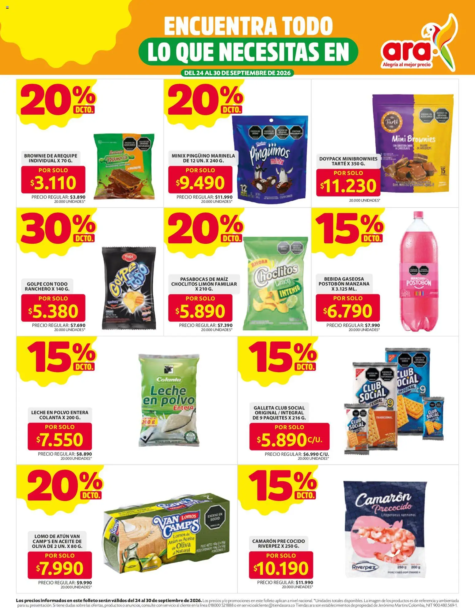 Ara revista - valida desde el 24/08/2026 | Página: 9 | Productos: Leche en polvo, Sobre, Maiz, Leche