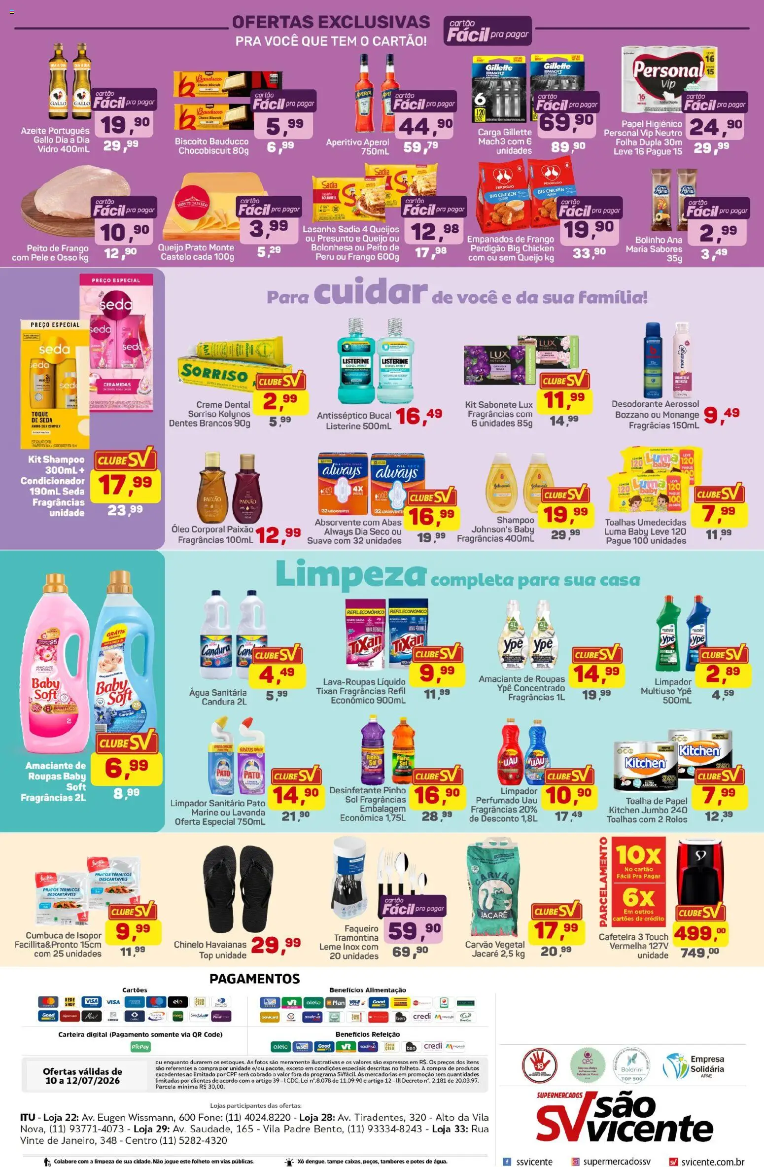 Supermercados São Vicente Folheto - válido de 10/07/2026 | Página: 4 | Produtos: Desodorante, Amaciante de roupas, Cafeteira, Desinfetante